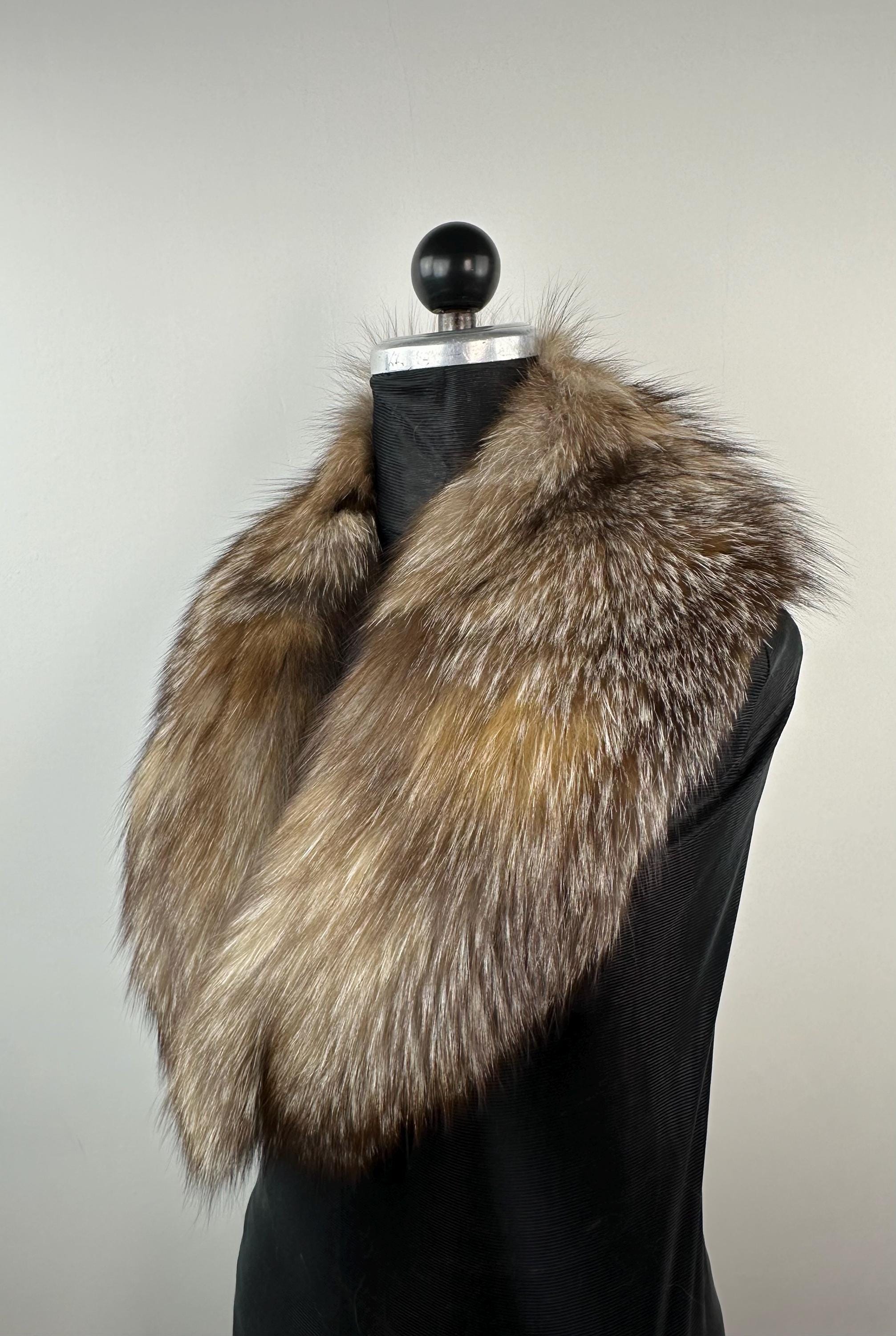 Genuine Crystal Fox Fur Collar: Handmade Fur Stole