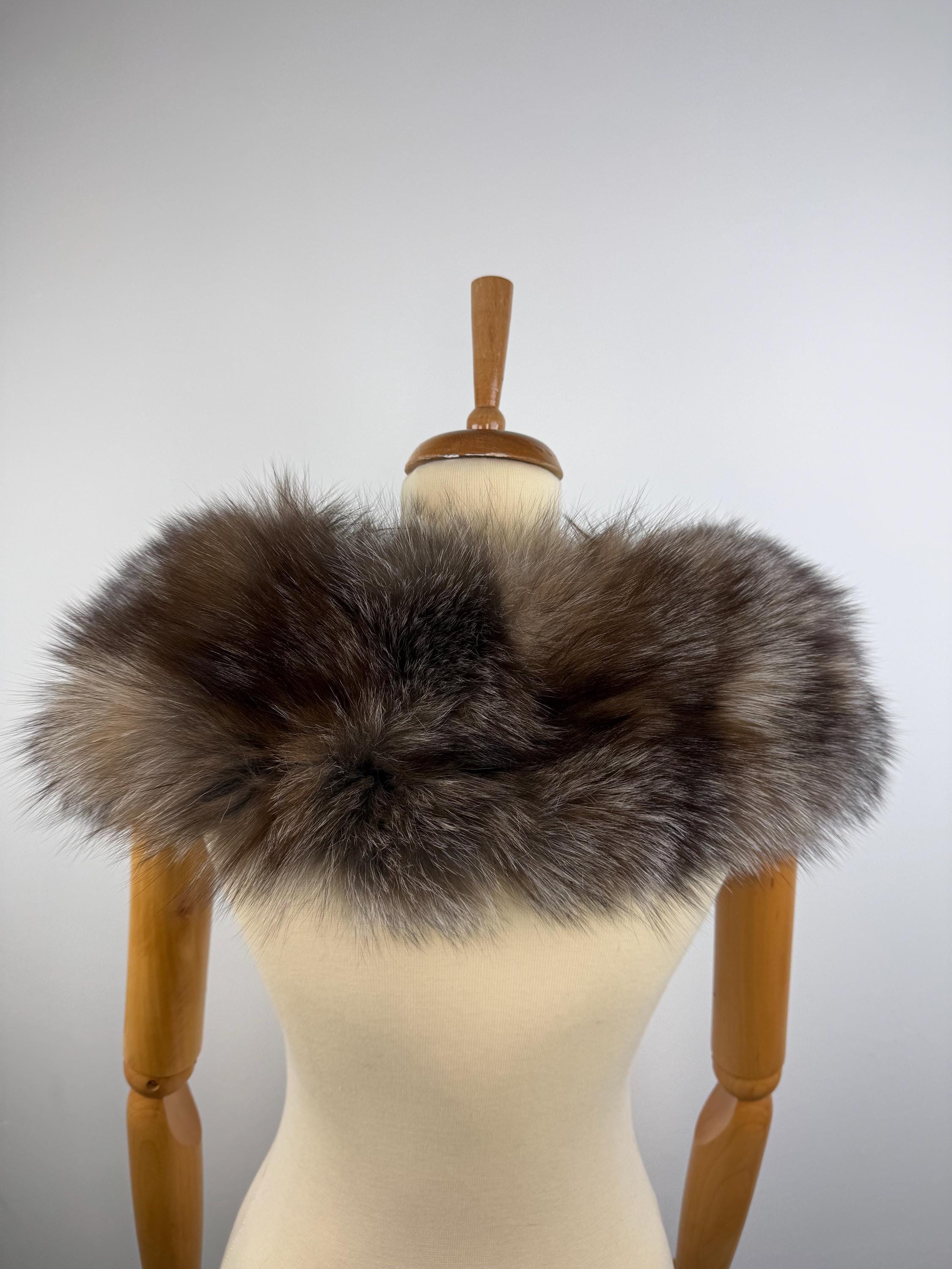 Real Fur Collar Crystsl Fox: Genuine Fur Stole, Neck Warmer