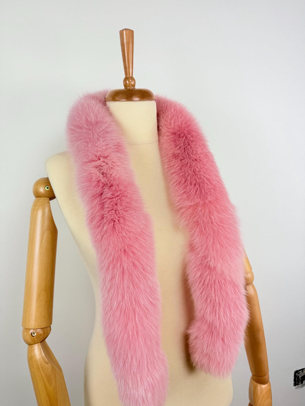 Pink Fox Fur Scarf – Real Fur Scarf, Handmade in Greece, Luxury Winter Scarf
