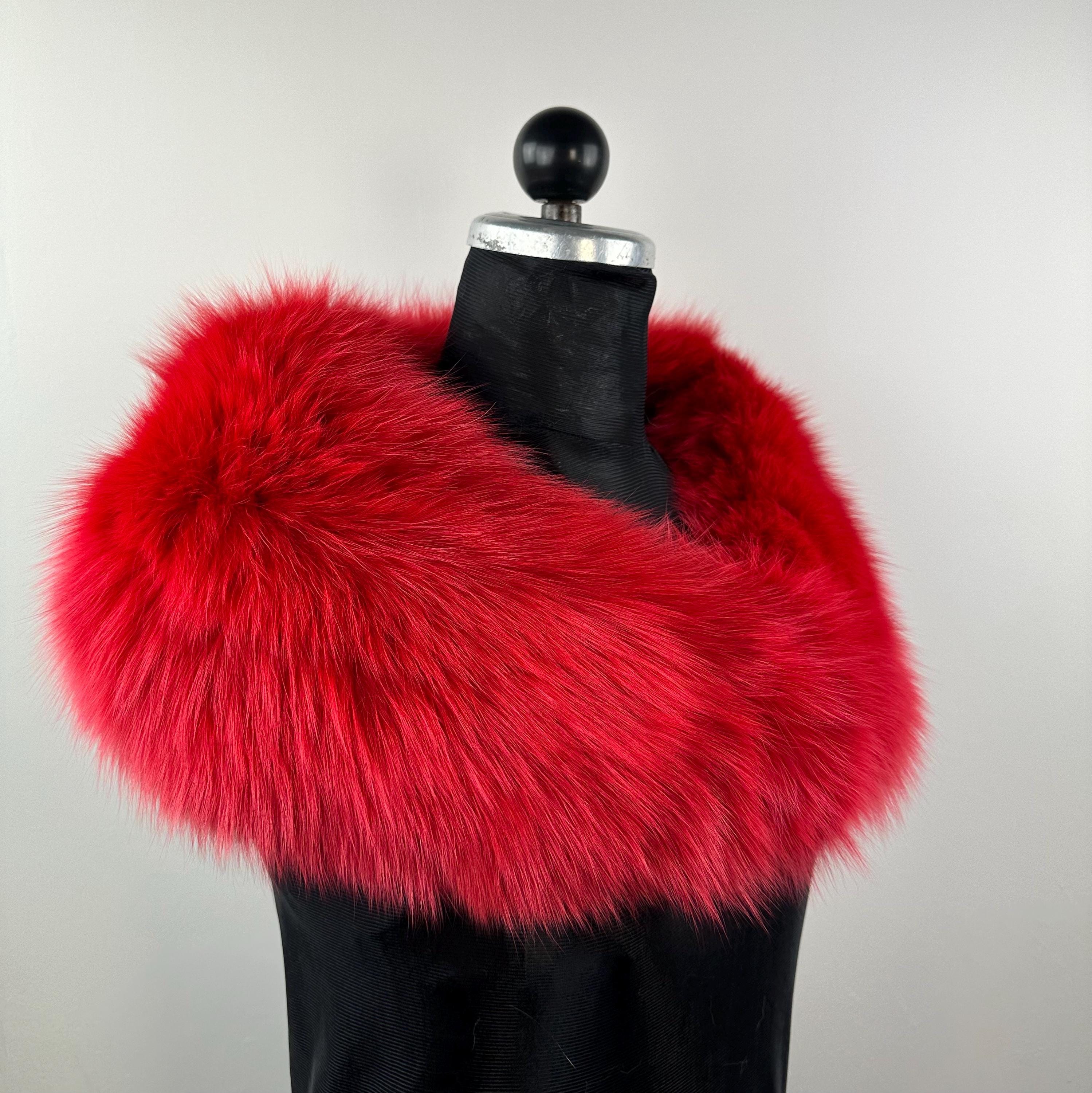 Luxury Red Fox Fur Collar – Real Fur, Handmade in Greece, Elegant Neck Accessory