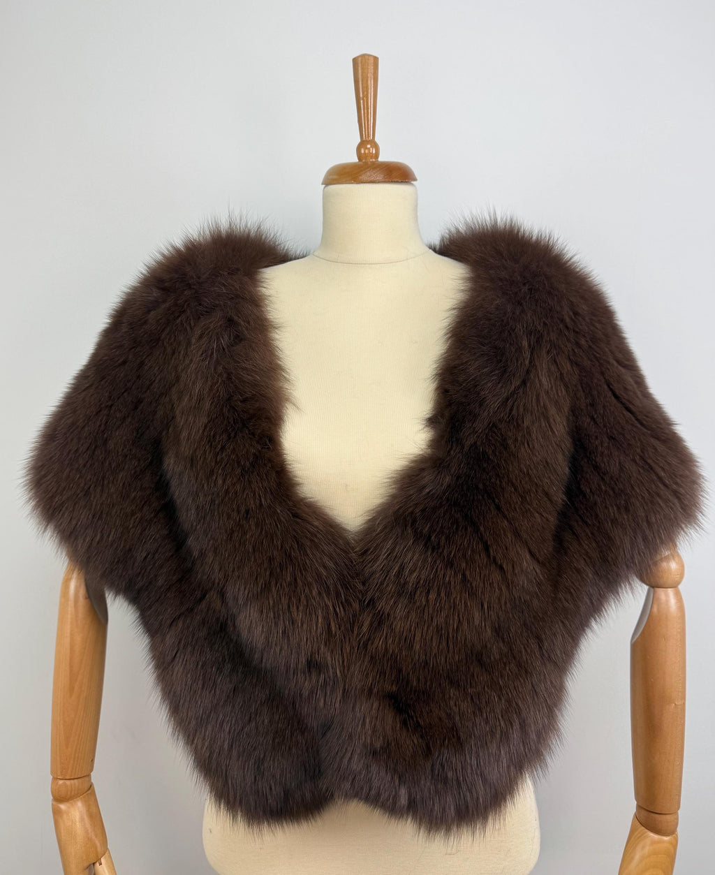 Brown Fox Fur Shawl – Real Fur Wrap, Handmade in Greece, Luxury Evening Shawl