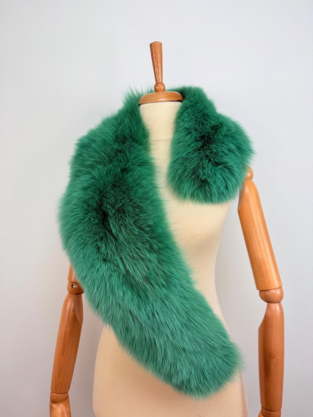 Green Fox Fur Collar – Real Fur Collar, Handmade in Greece, Luxury Neck Accessory
