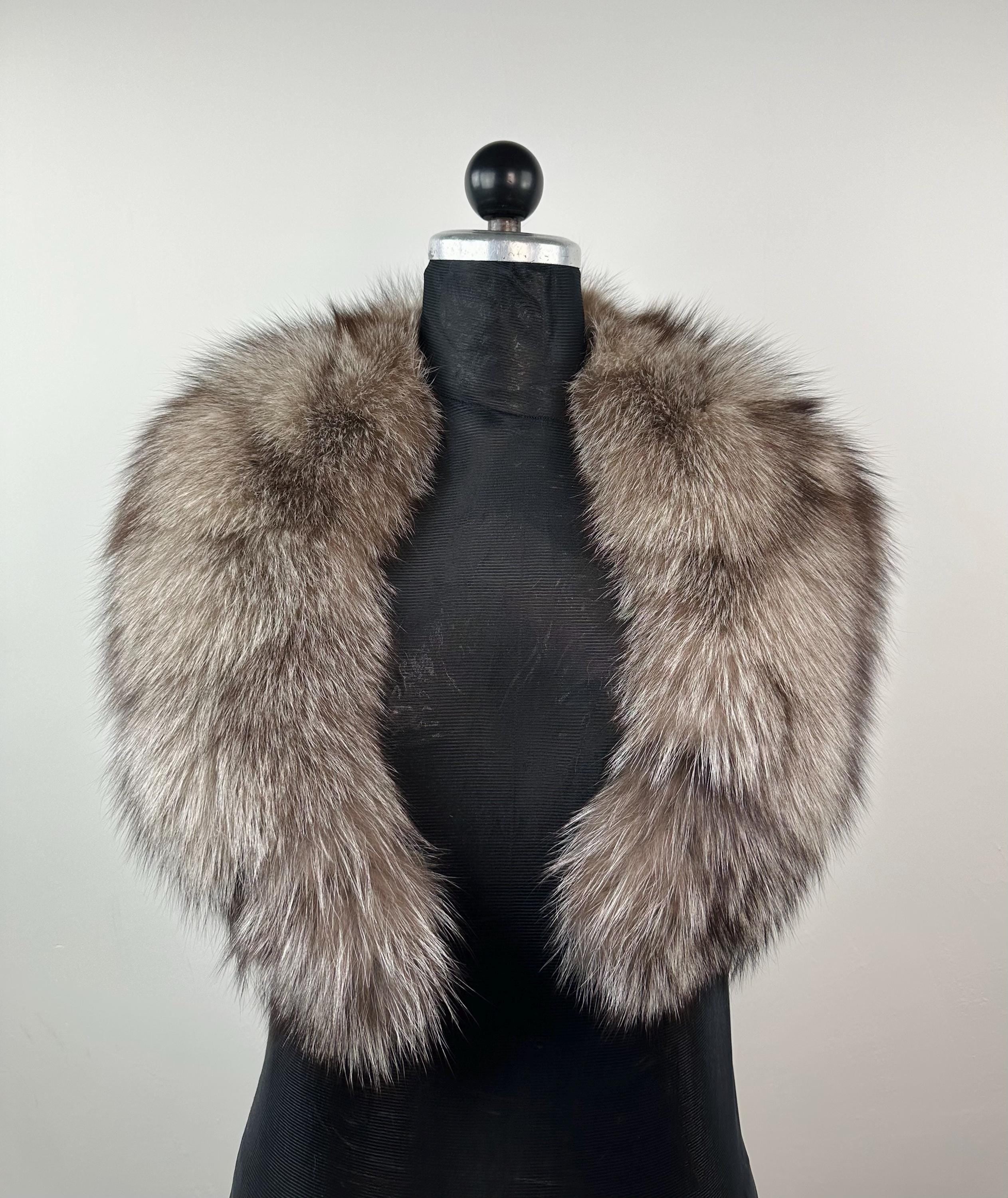 Crystal Frost Fox Fur Collar – Real Fur Collar, Handmade in Greece, Luxury Neck Accessory