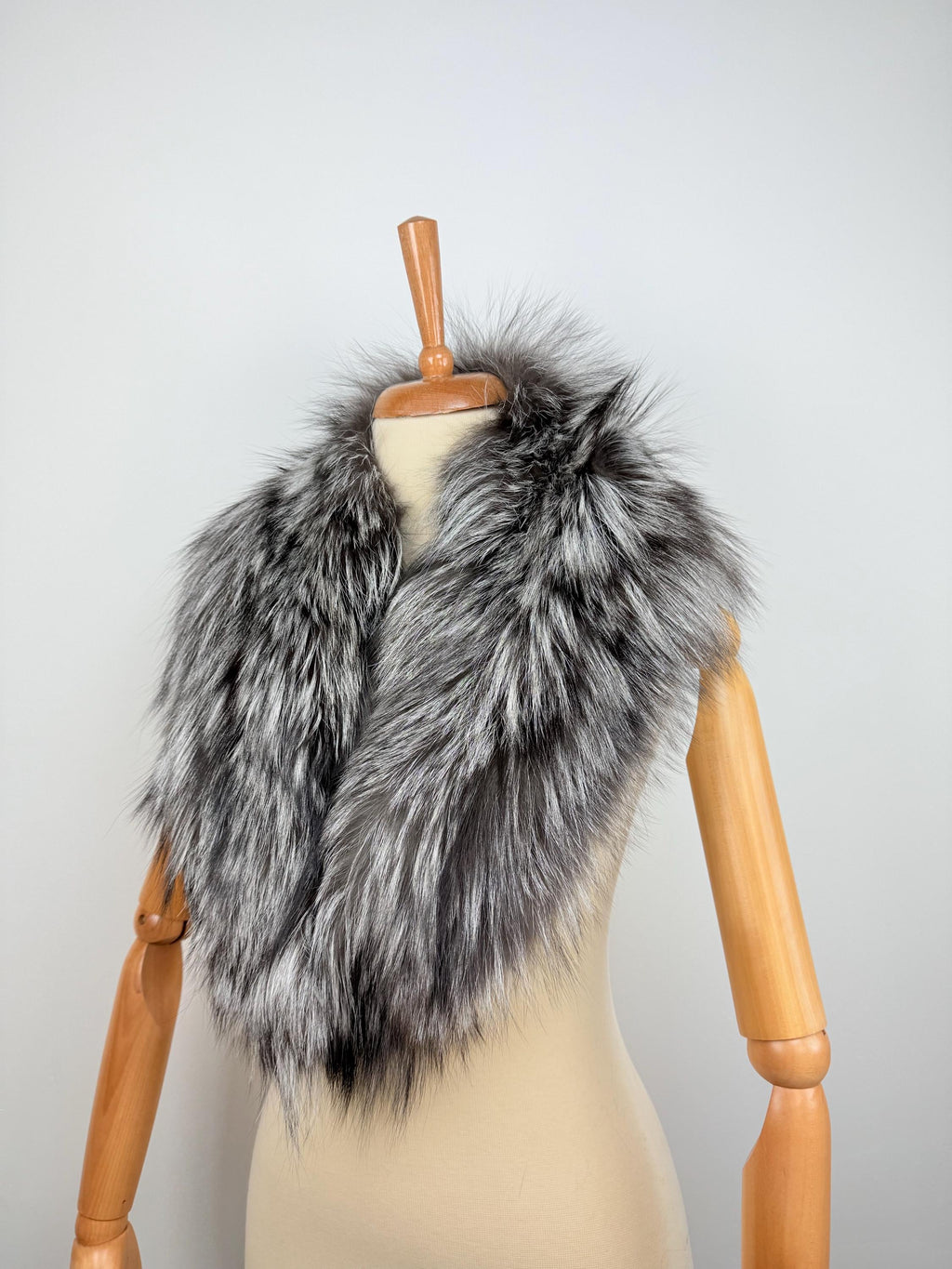 Silver Fox Fur Collar: Fluffy Genuine Fur Stole