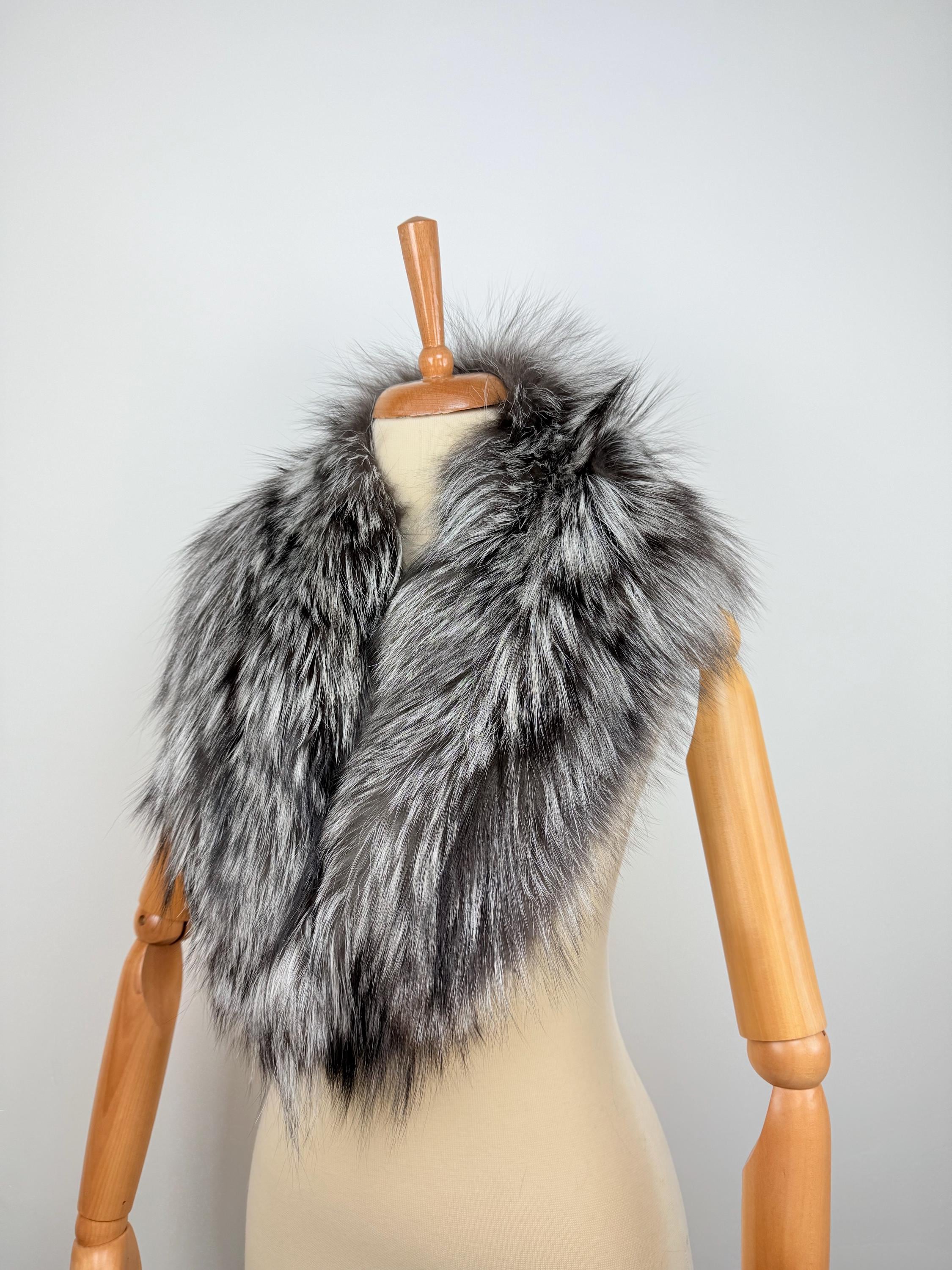 Silver Fox Fur Collar: Fluffy Genuine Fur Stole