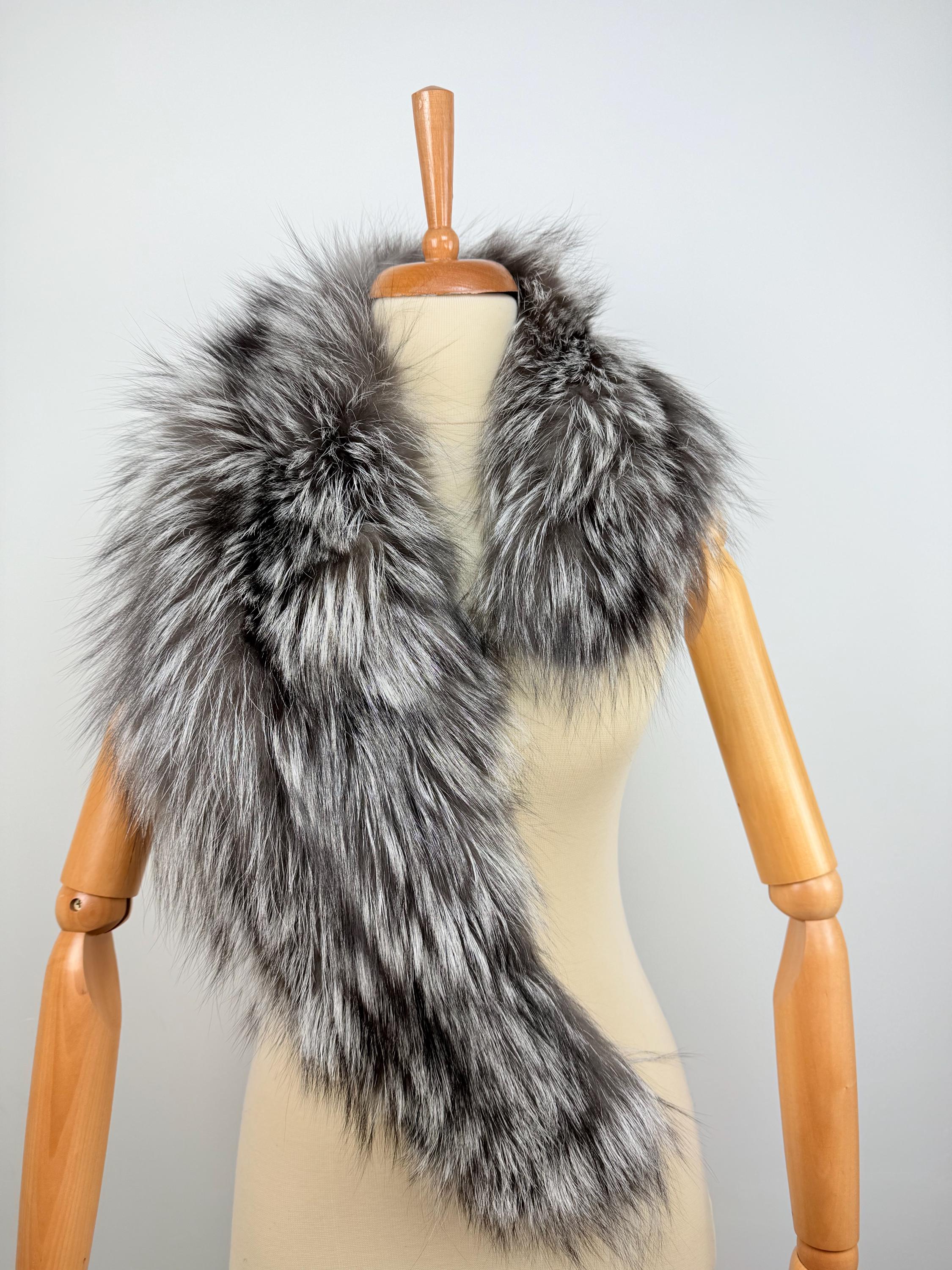 Silver Fox Fur Collar: Fluffy Genuine Fur Stole