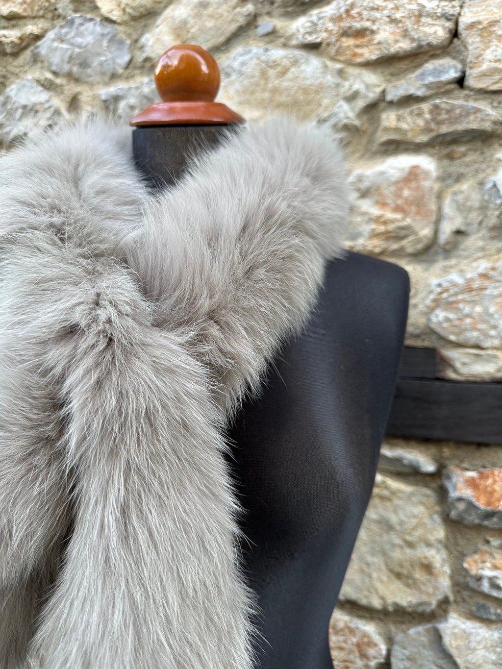 Handmade Fox Fur Scarf: Warm Genuine Gray Fur Scarf