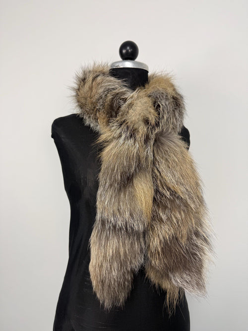 Cross Fox Fur Scarf – Real Fur Scarf, Handmade in Greece, Luxury Winter Scarf