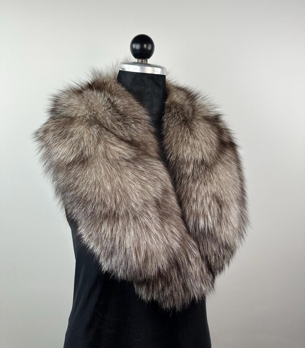 Crystal Frost Fox Fur Collar – Real Fur Collar, Handmade in Greece, Luxury Neck Accessory