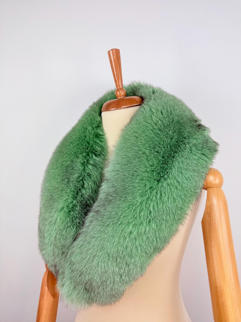 Emerald Green Fox Fur Collar – Real Fur Collar, Handmade in Greece, Luxury Neck Accessory