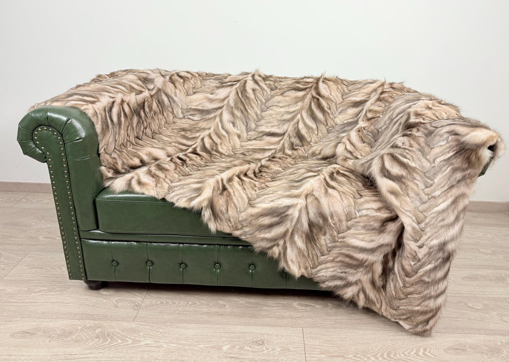Luxury Fox Fur Blanket Throw - Handmade in Greece