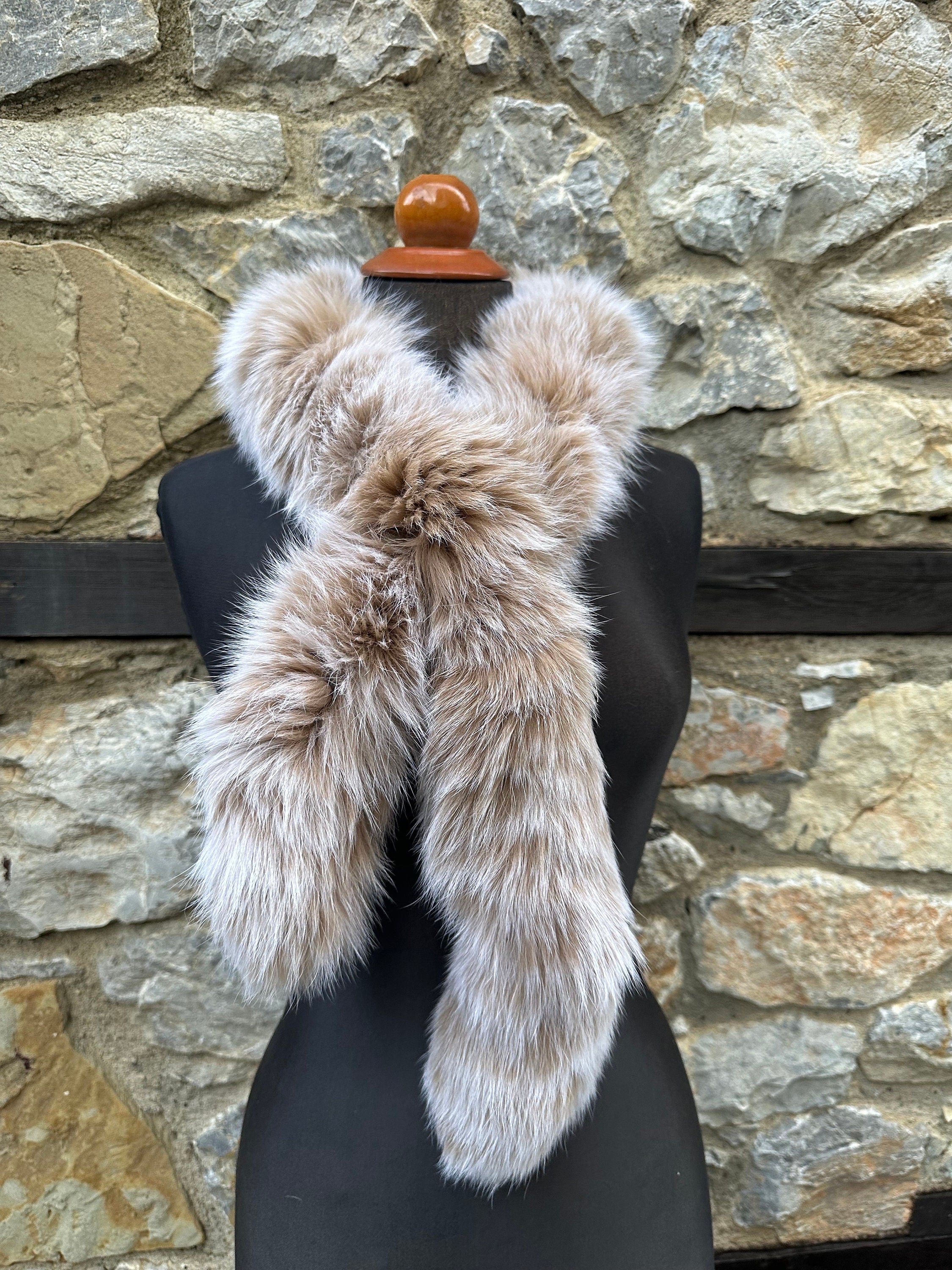 Snow Top Fox Fur Scarf – Real Fur Scarf, Handmade in Greece, Luxury Winter Scarf