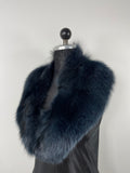 Genuine Fox Fur Collar: Blue Black Luxury Stole