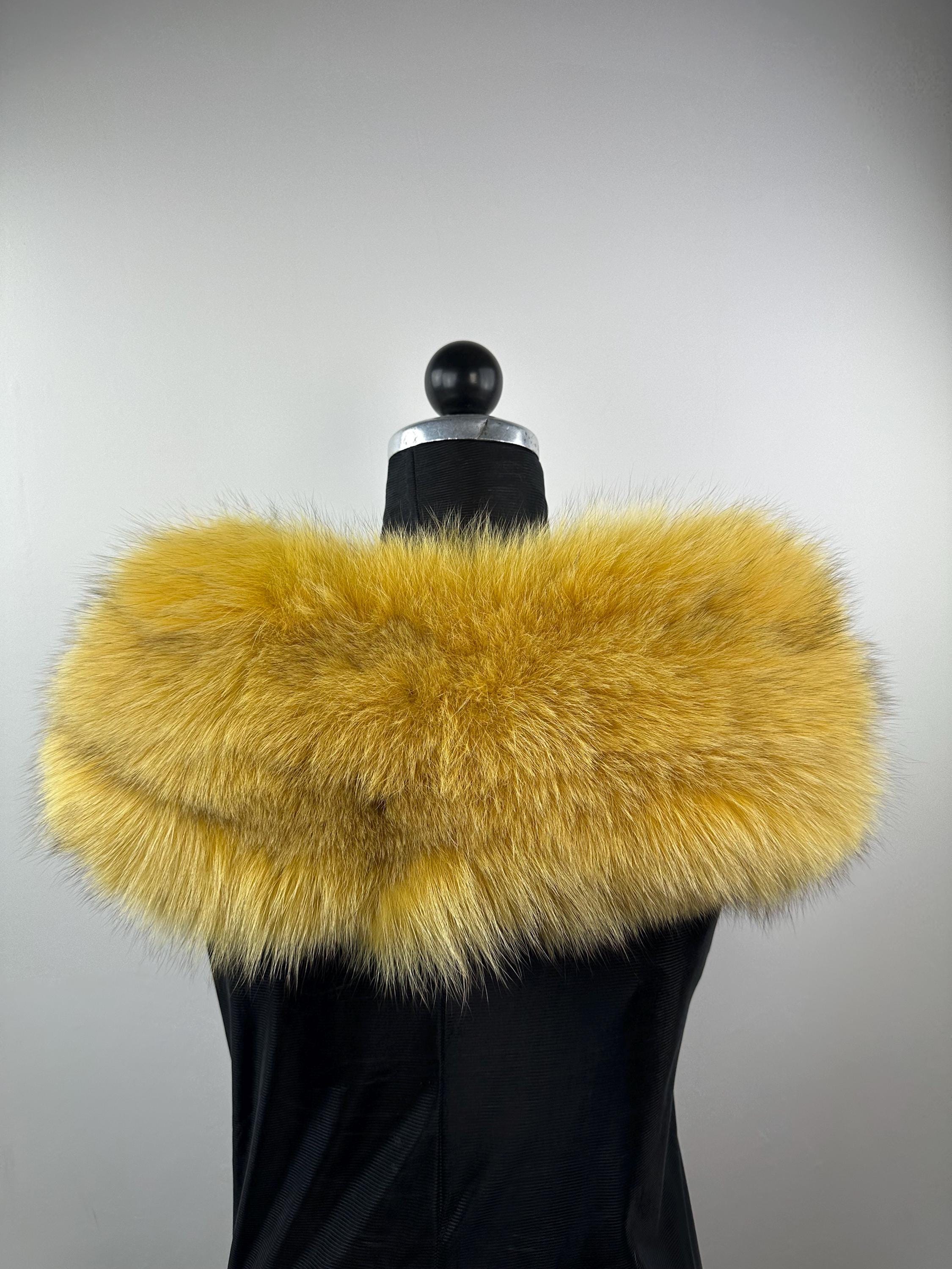 Golden Yellow Fox Fur Collar – Real Fur Collar, Handmade in Greece, Luxury Neck Accessory