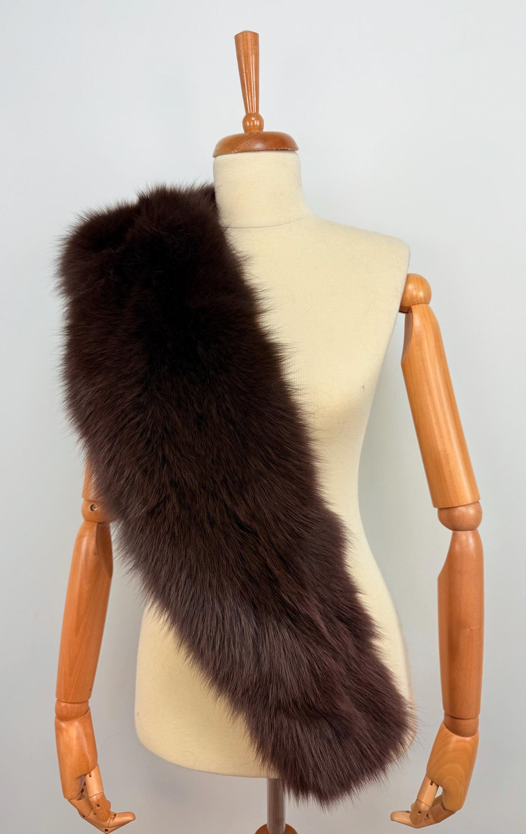 Brown Fox Fur Stole – Real Fur Wrap, Extra Long, Handmade in Greece