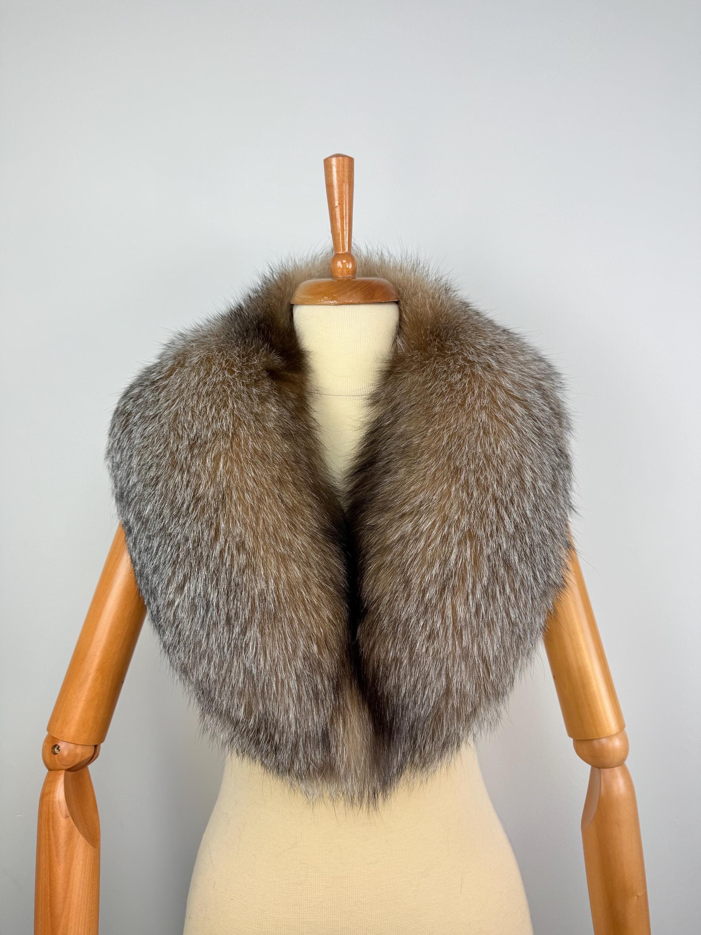 Crystal Fox Fur Collar – Real Fur Collar, Handmade in Greece, Luxury Coat Accessory