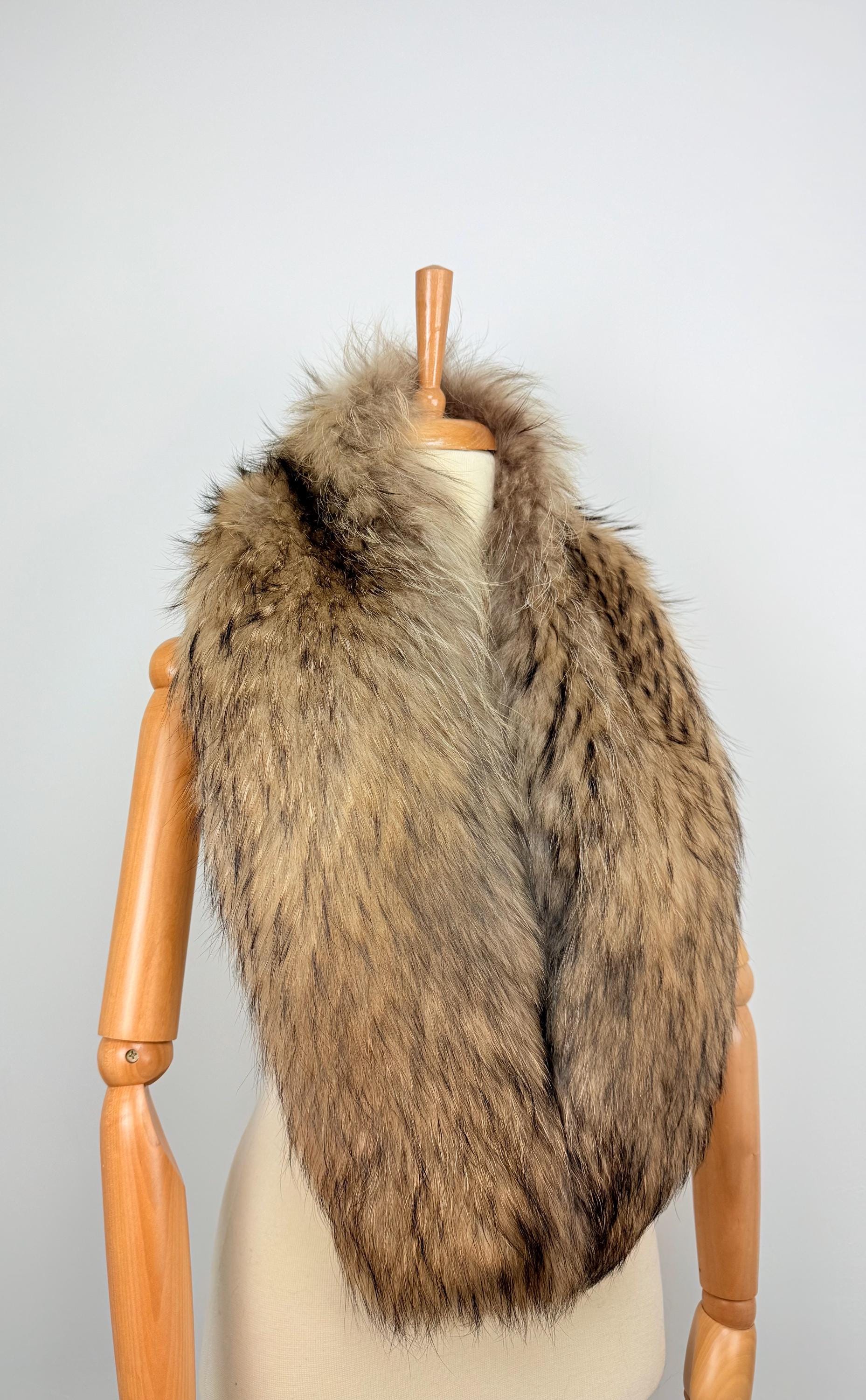 Finn Raccoon Fur Stole – Real Fur Wrap, Extra Long Luxury Fur, Handmade in Greece