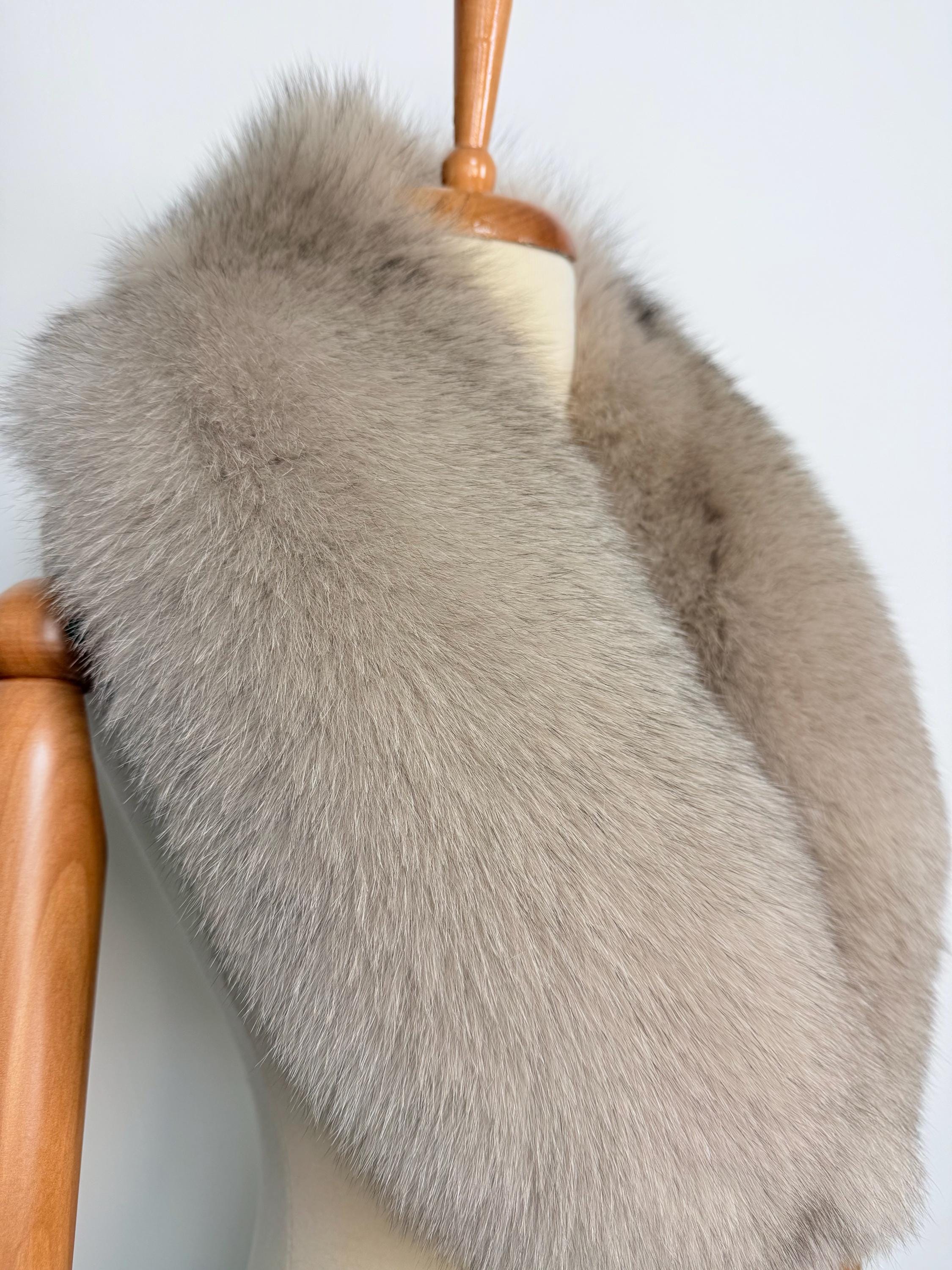 Beige Fox Fur Collar – Real Fur Collar, Handmade in Greece, Luxury Fur Neck Accessory