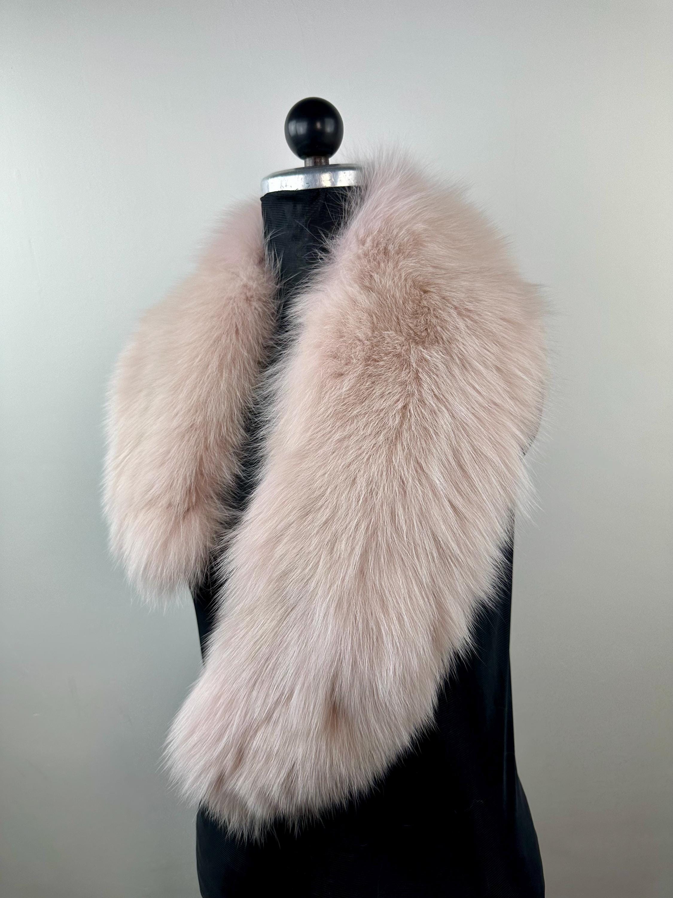 Baby Pink Fox Fur Collar – Real Fur Collar, Handmade in Greece, Luxury Neck Accessory