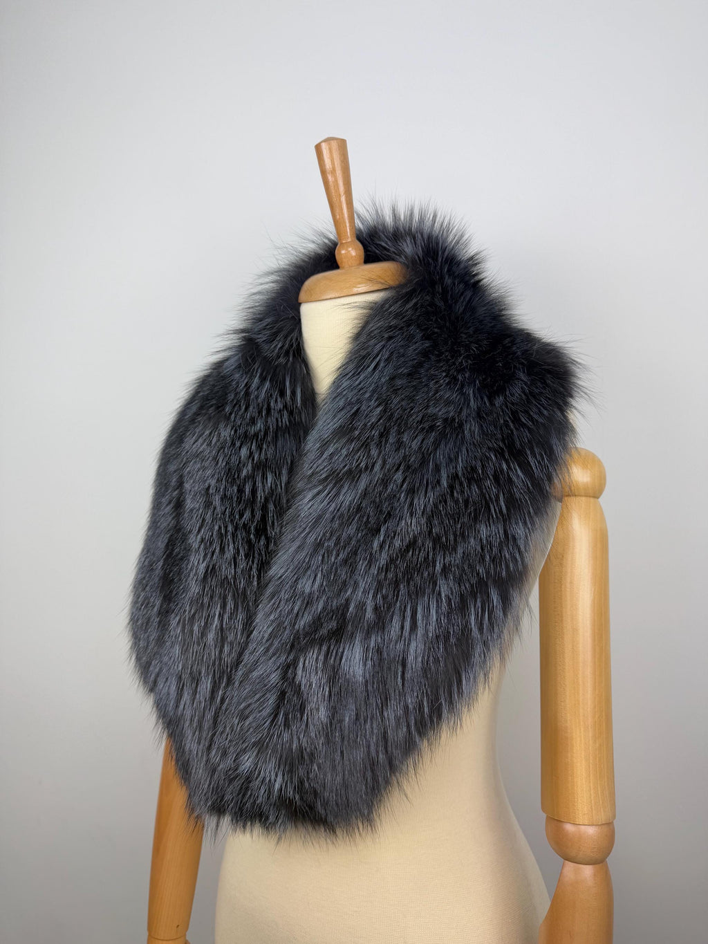 Dark Gray Fox Fur Collar – Real Fur Collar, Handmade in Greece, Luxury Neck Accessory