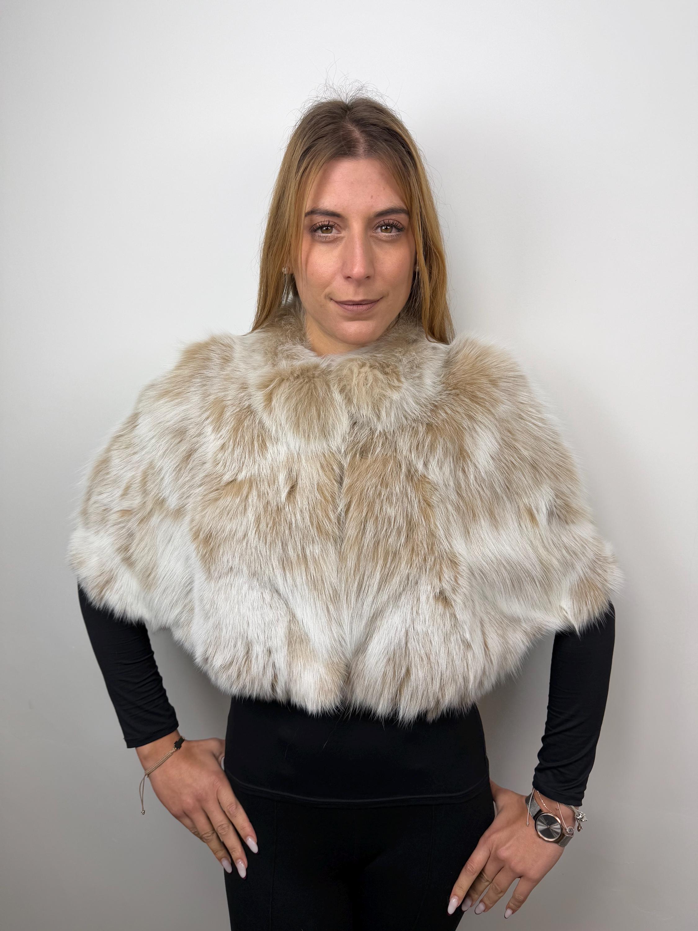 Luxury Snow Top Fox Fur Stole: Genuine Fur Shawl Bridal Wrap