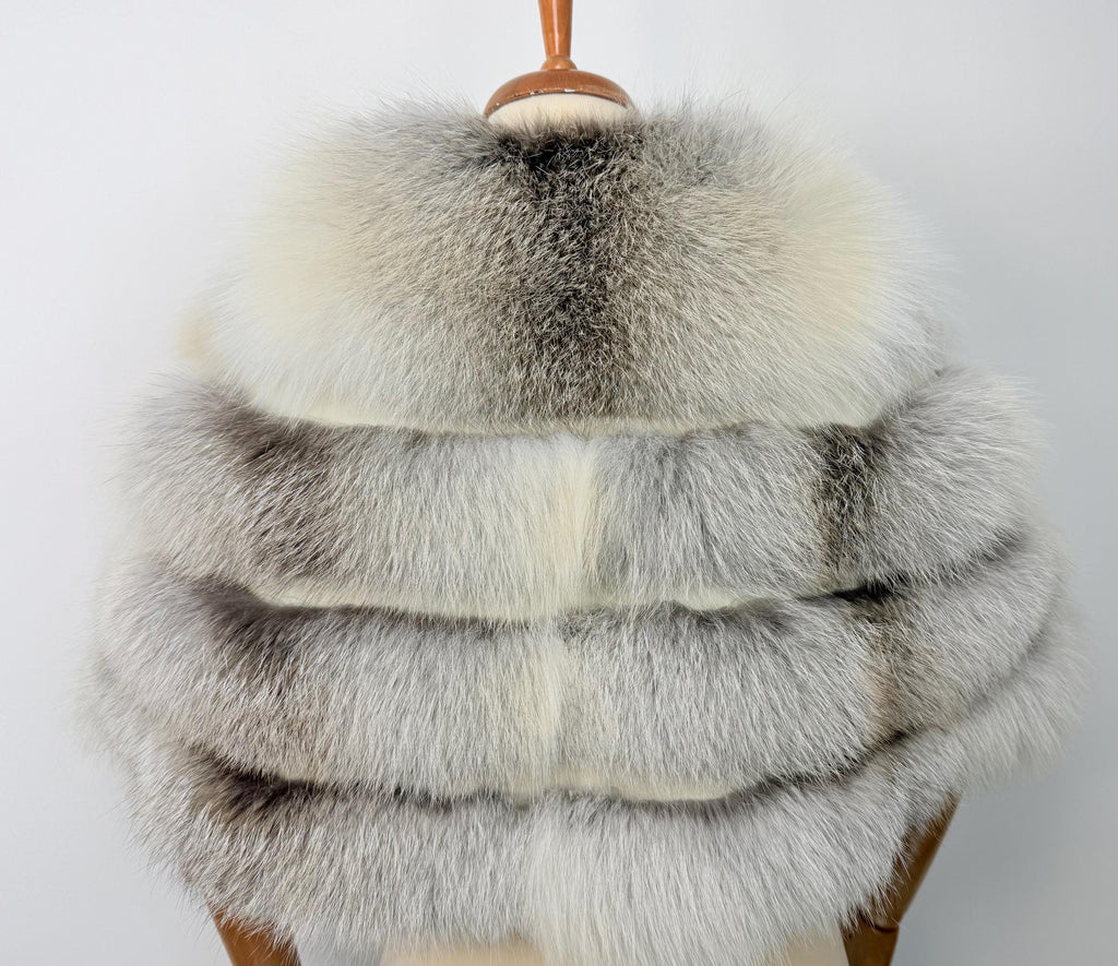 Fawn light fox fur stole, real fur bridal shawl, wedding warp