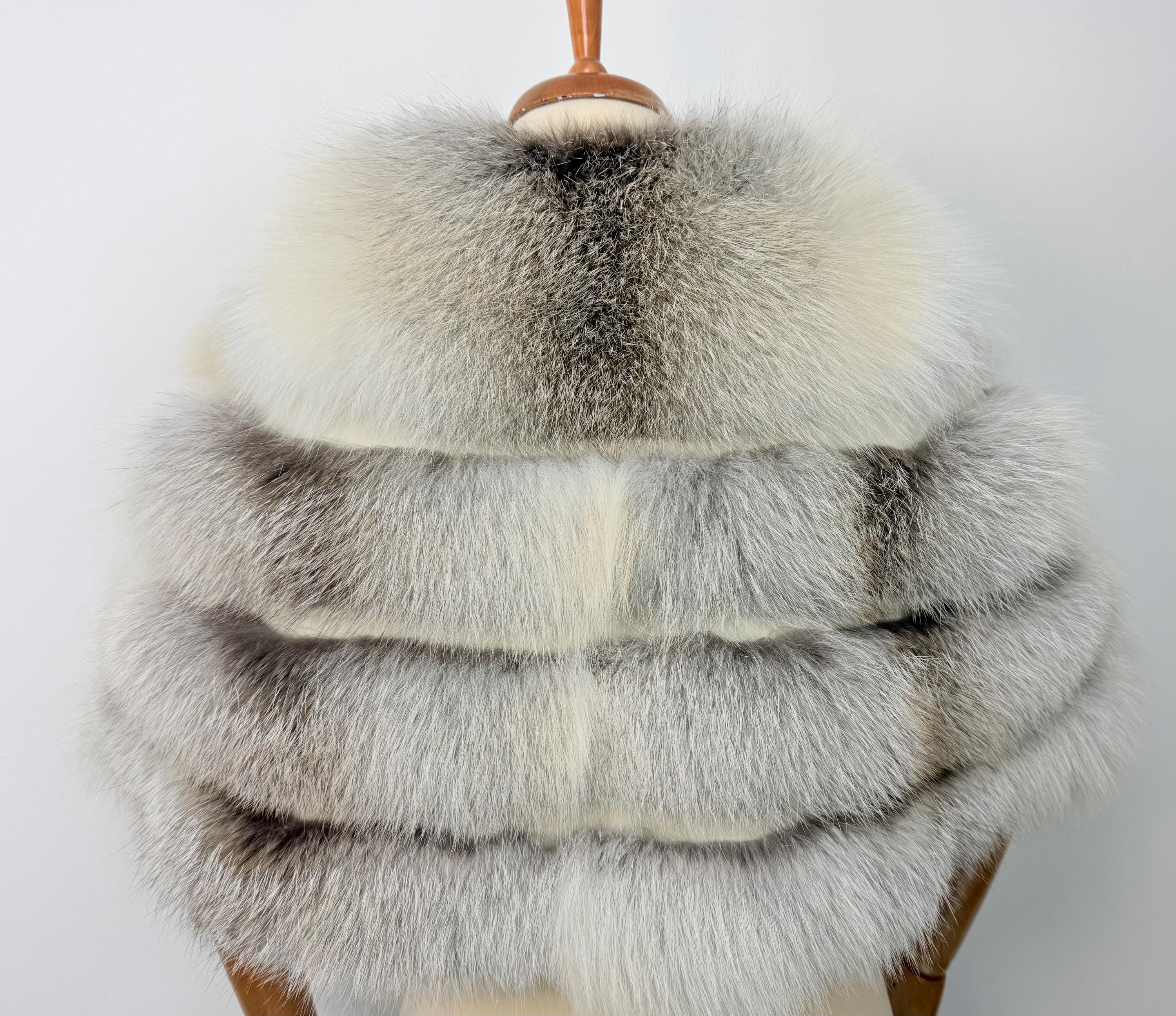 Fawn light fox fur stole, real fur bridal shawl, wedding warp