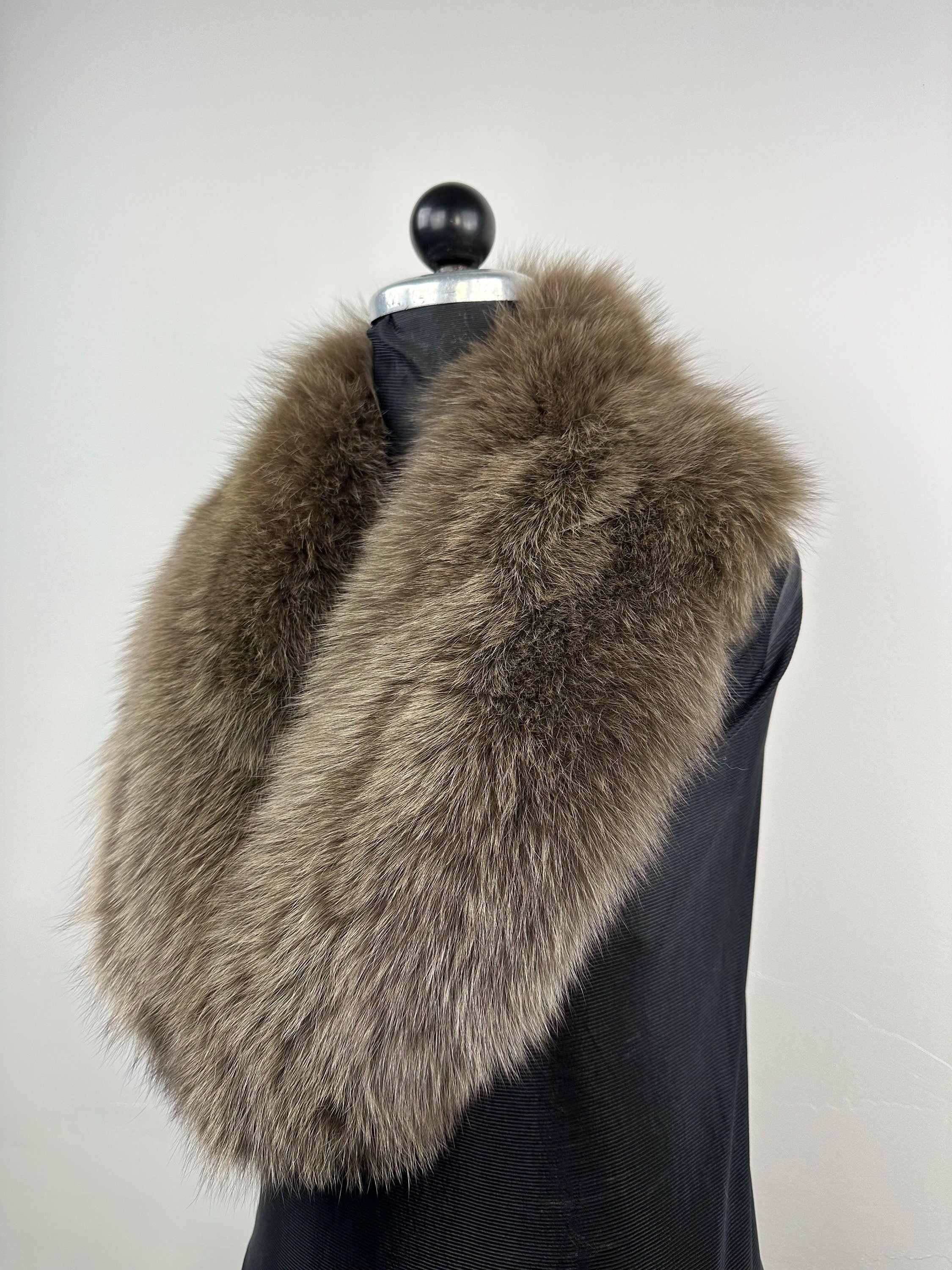 Light Brown Fox Fur Collar – Real Fur Collar, Handmade in Greece, Luxury Neck Accessory