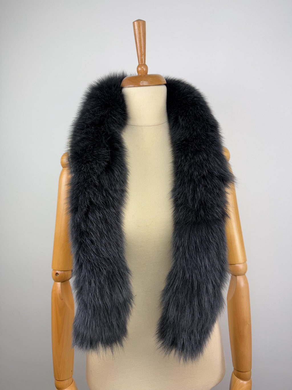 Dark Gray Fox Fur Scarf: Warm Genuine Fur Accessory