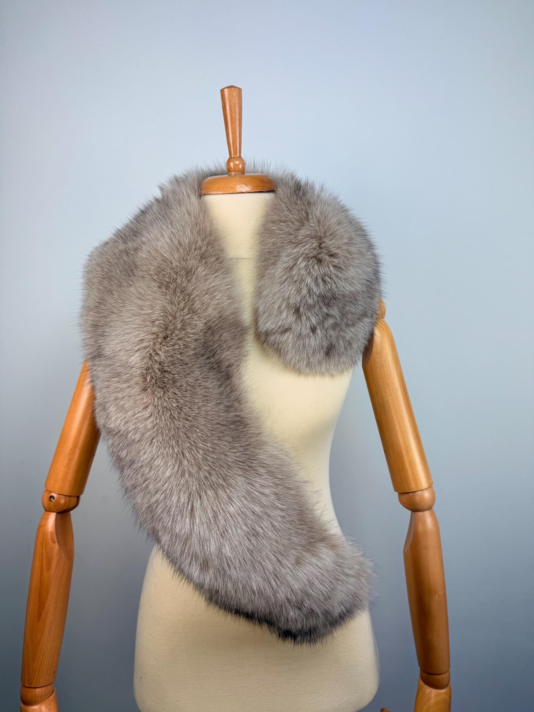 Genuine Cinnamon Beige Fox Fur Collar: Luxurious Real Fur Stole