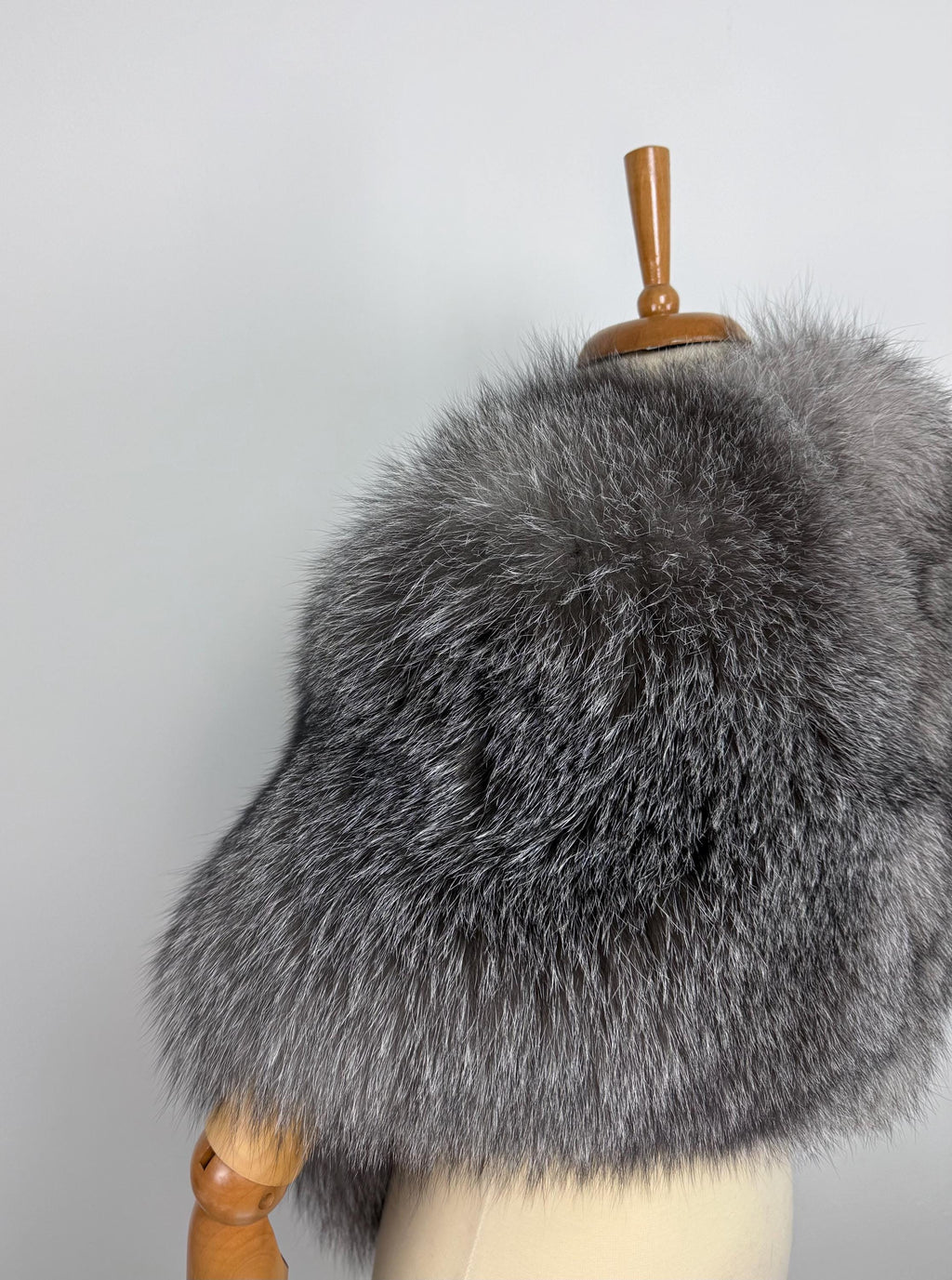 Frost Fox Fur Shawl – Real Fur Evening Wrap, Handmade in Greece