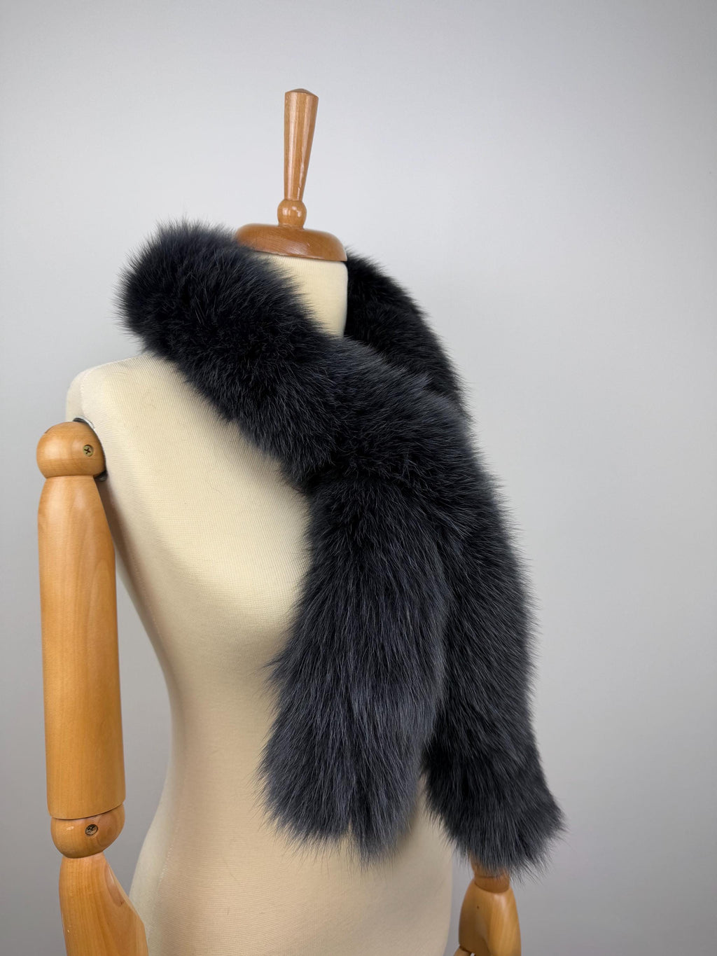 Dark Gray Fox Fur Scarf: Warm Genuine Fur Accessory