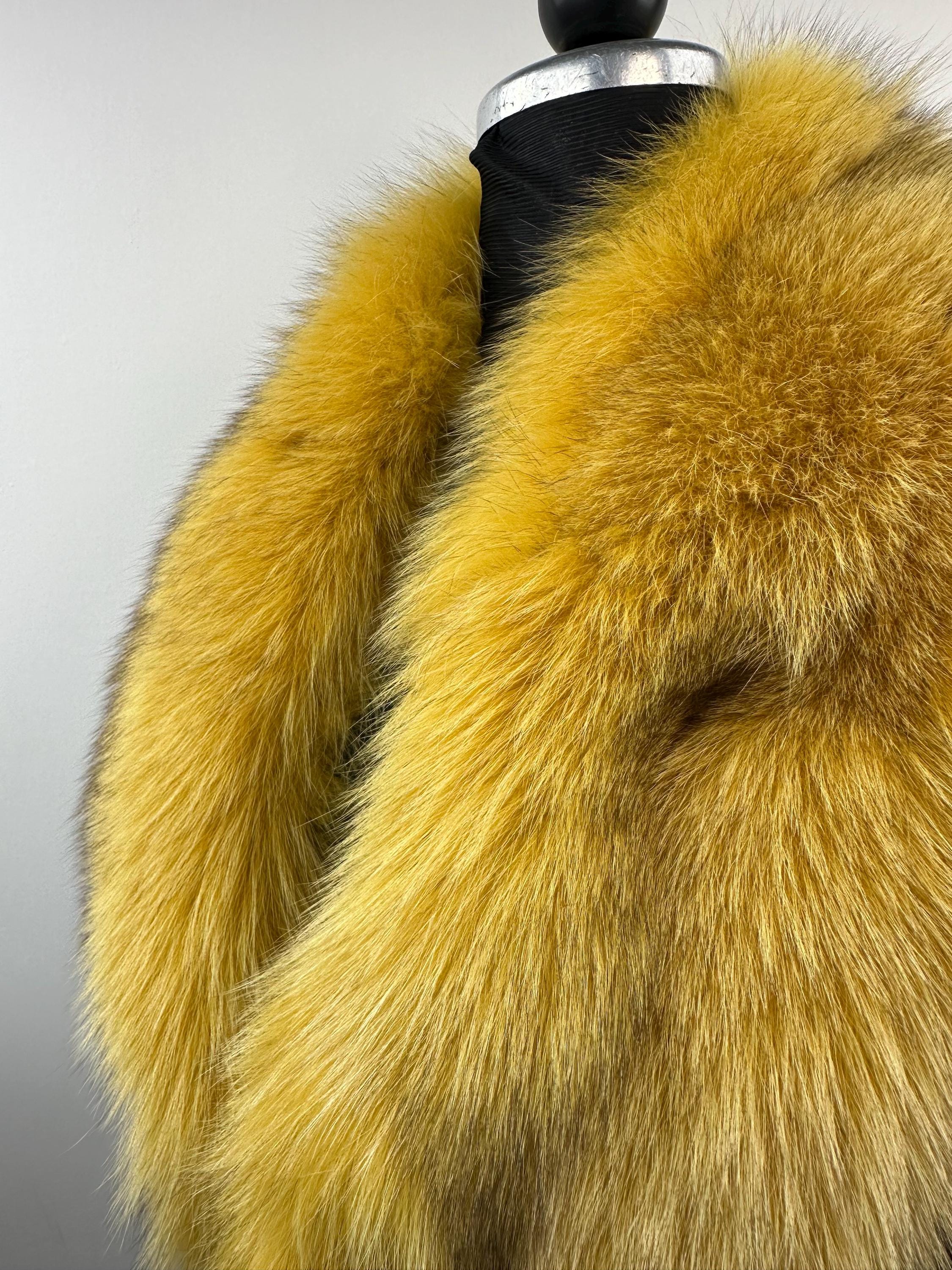 Golden Yellow Fox Fur Collar – Real Fur Collar, Handmade in Greece, Luxury Neck Accessory