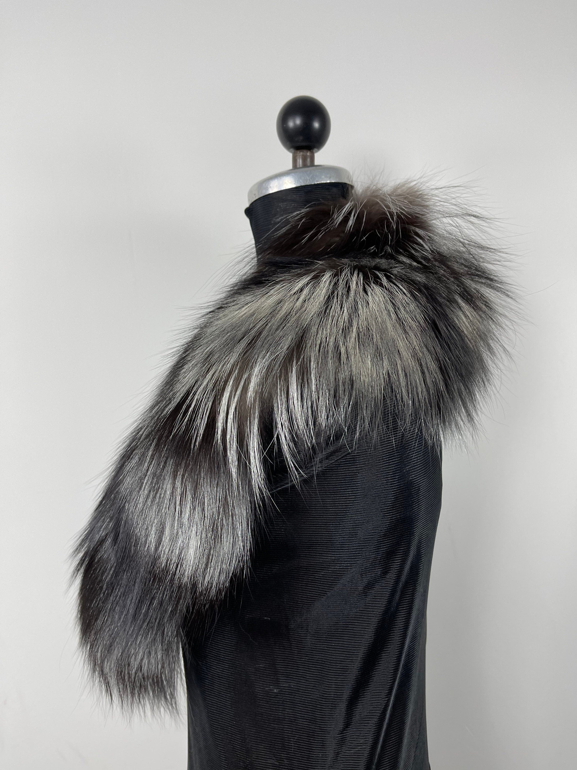 Silver Fox Fur Collar – Real Fur Collar, Handmade in Greece, Luxury Neck Accessory
