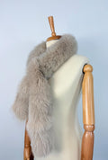 Luxury Beige Fox Fur Scarf – Real Fur, Handmade in Greece, Elegant Winter Scarf