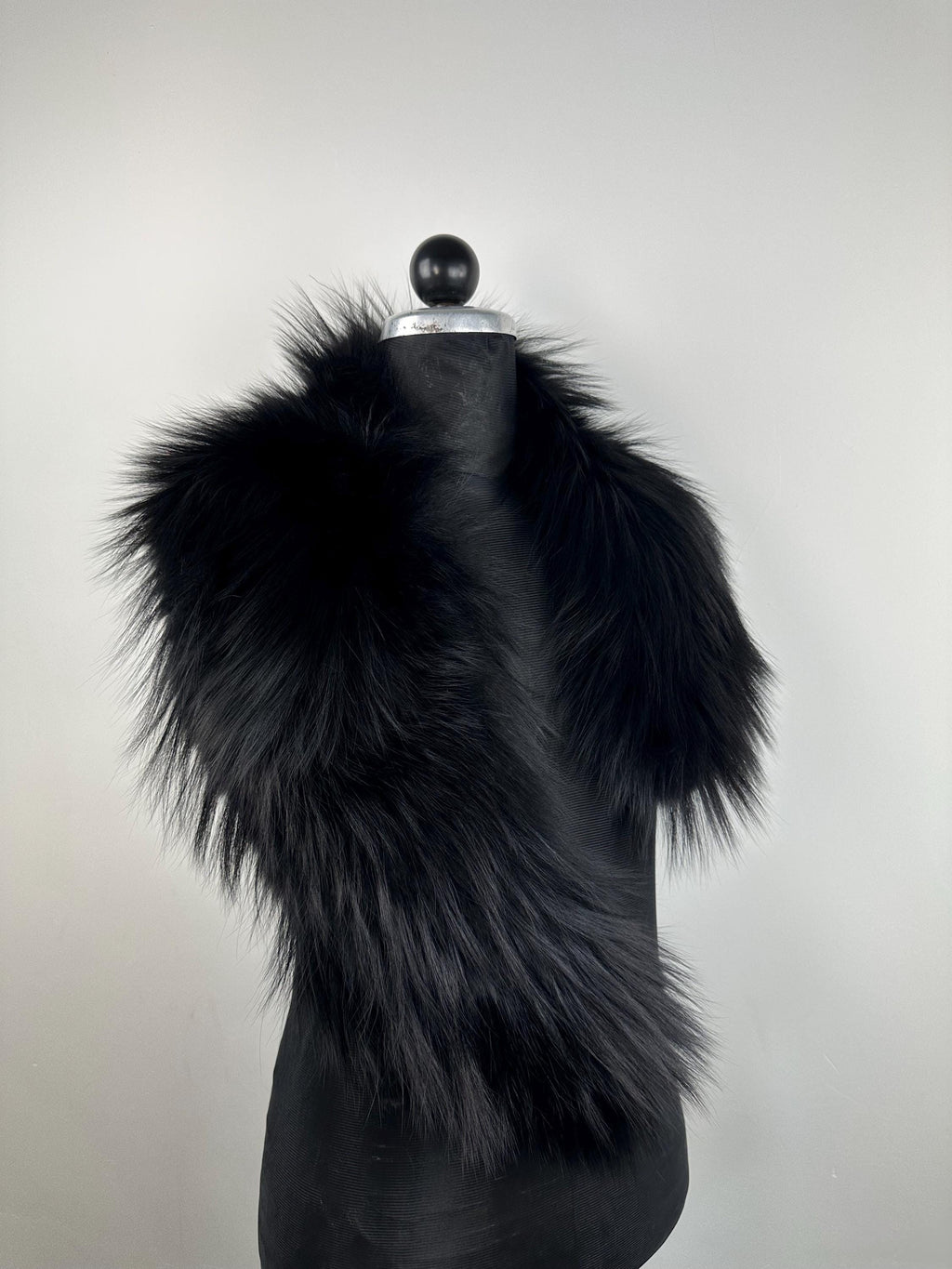 Black Fox Fur Collar – Real Fur Collar, Handmade in Greece, Luxury Neck Accessory