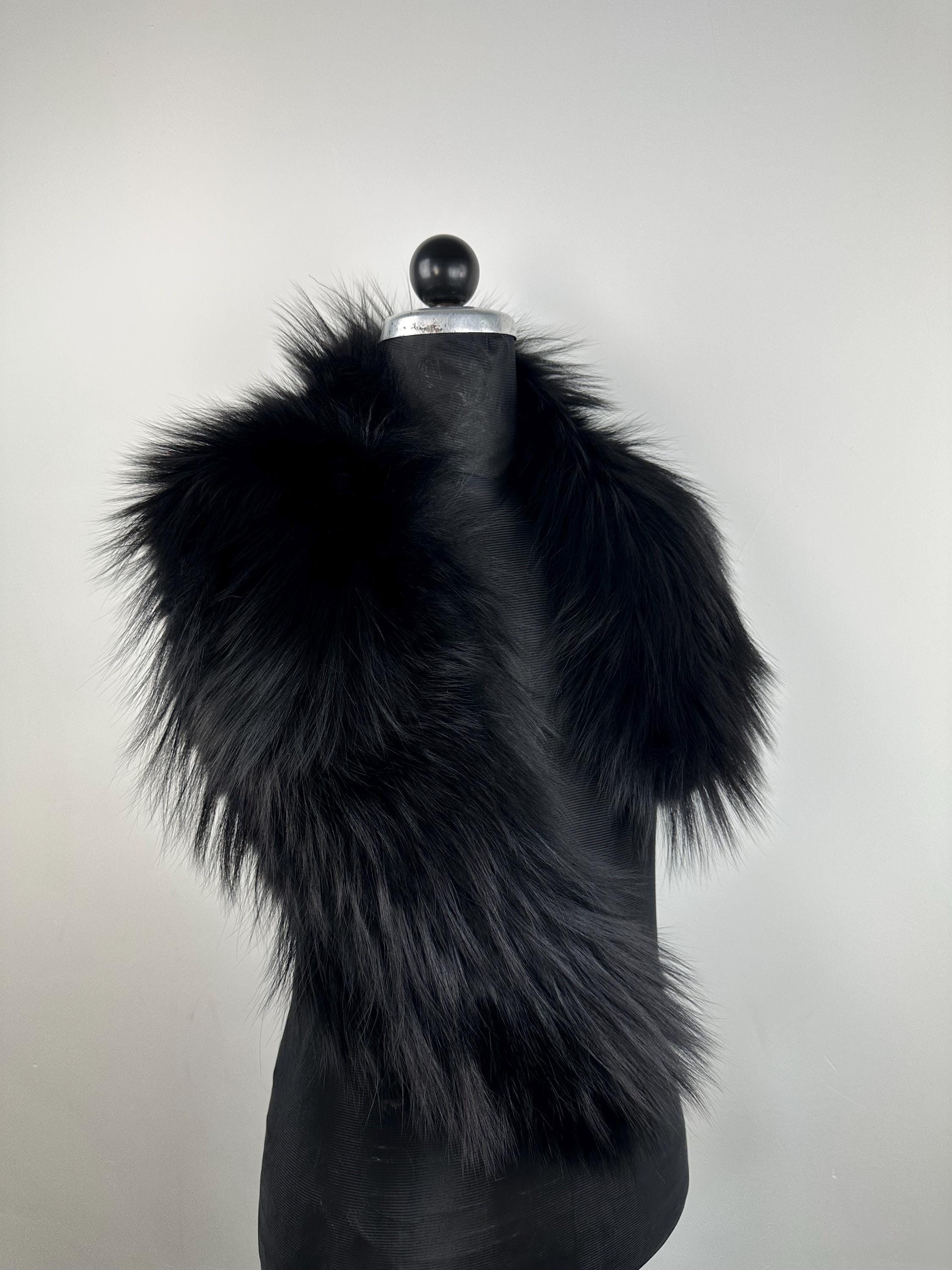 Black Fox Fur Collar – Real Fur Collar, Handmade in Greece, Luxury Neck Accessory
