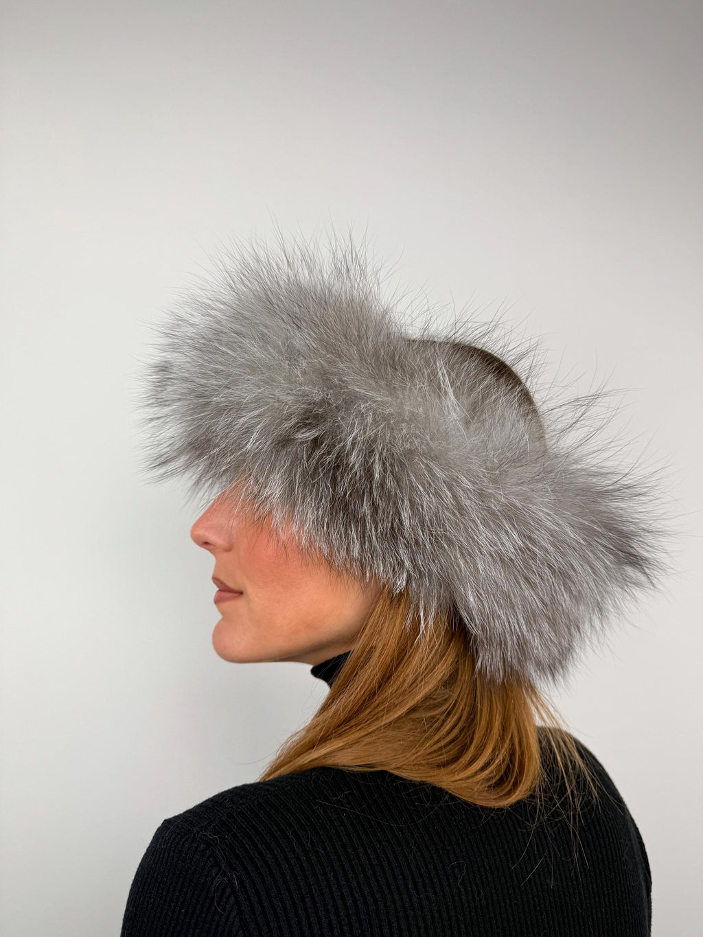Handmade Silver Fox Fur Headband: Warm Fluffy Winter Accessory