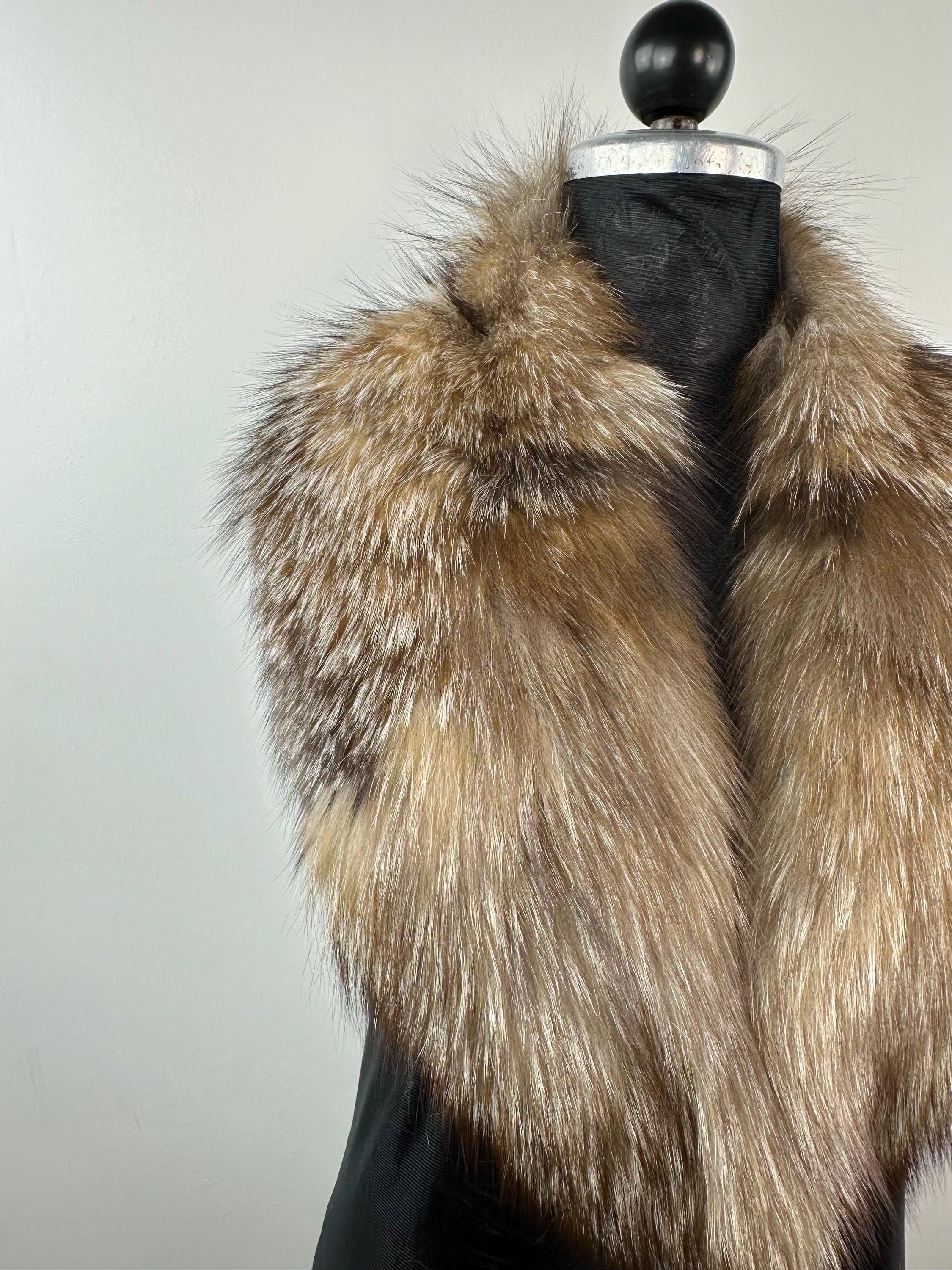 Genuine Crystal Fox Fur Collar: Handmade Fur Stole