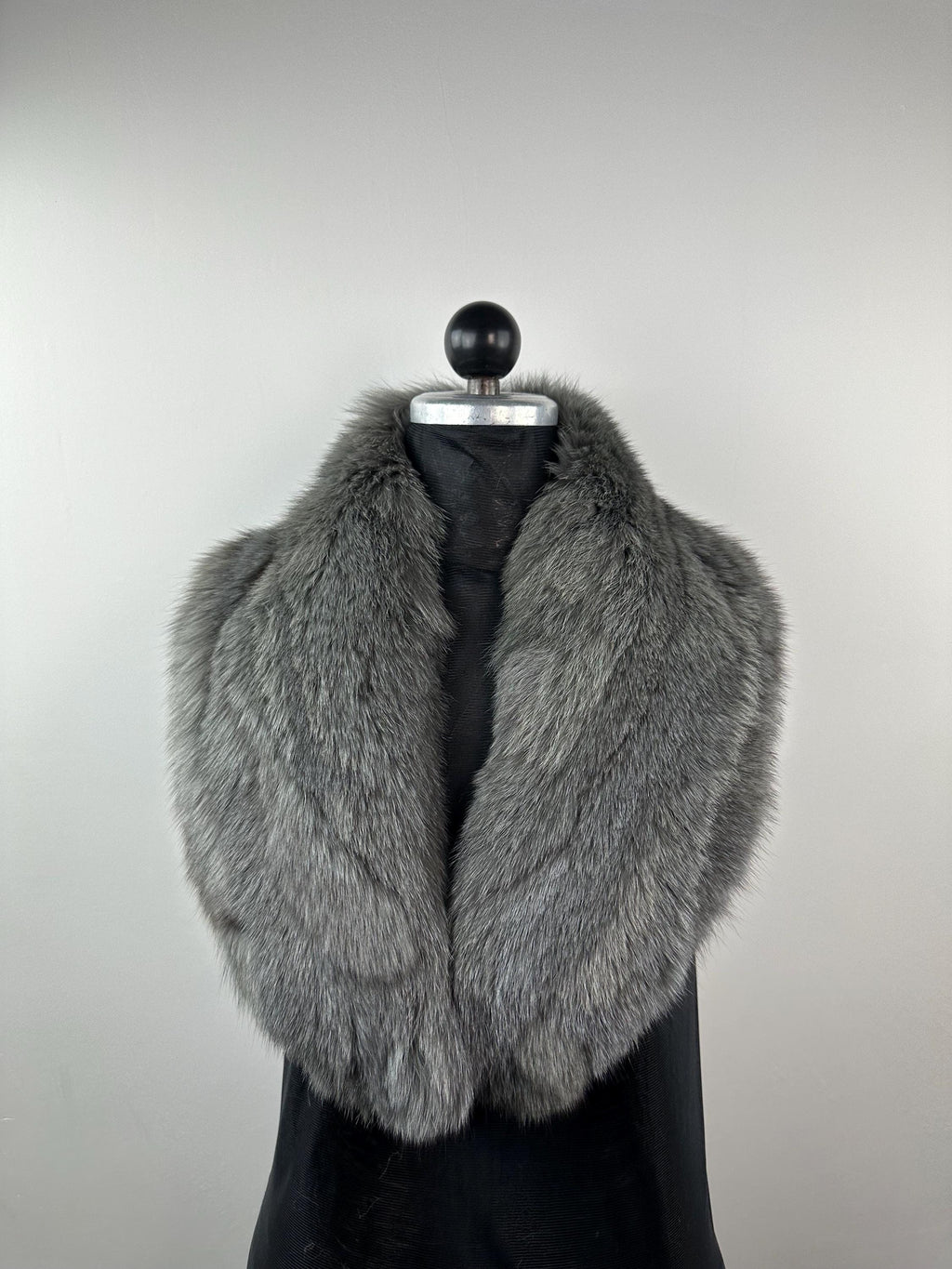 Luxury Gray Fox Fur Collar – Real Fur, Handmade in Greece, Elegant Neck Accessory