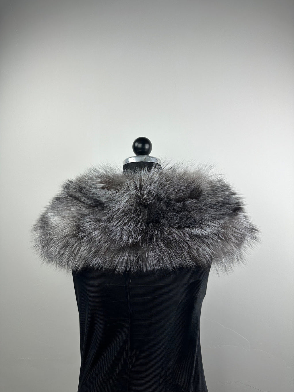 Silver Frost Fox Fur Collar: Genuine Fur Stole, Handmade in Greece