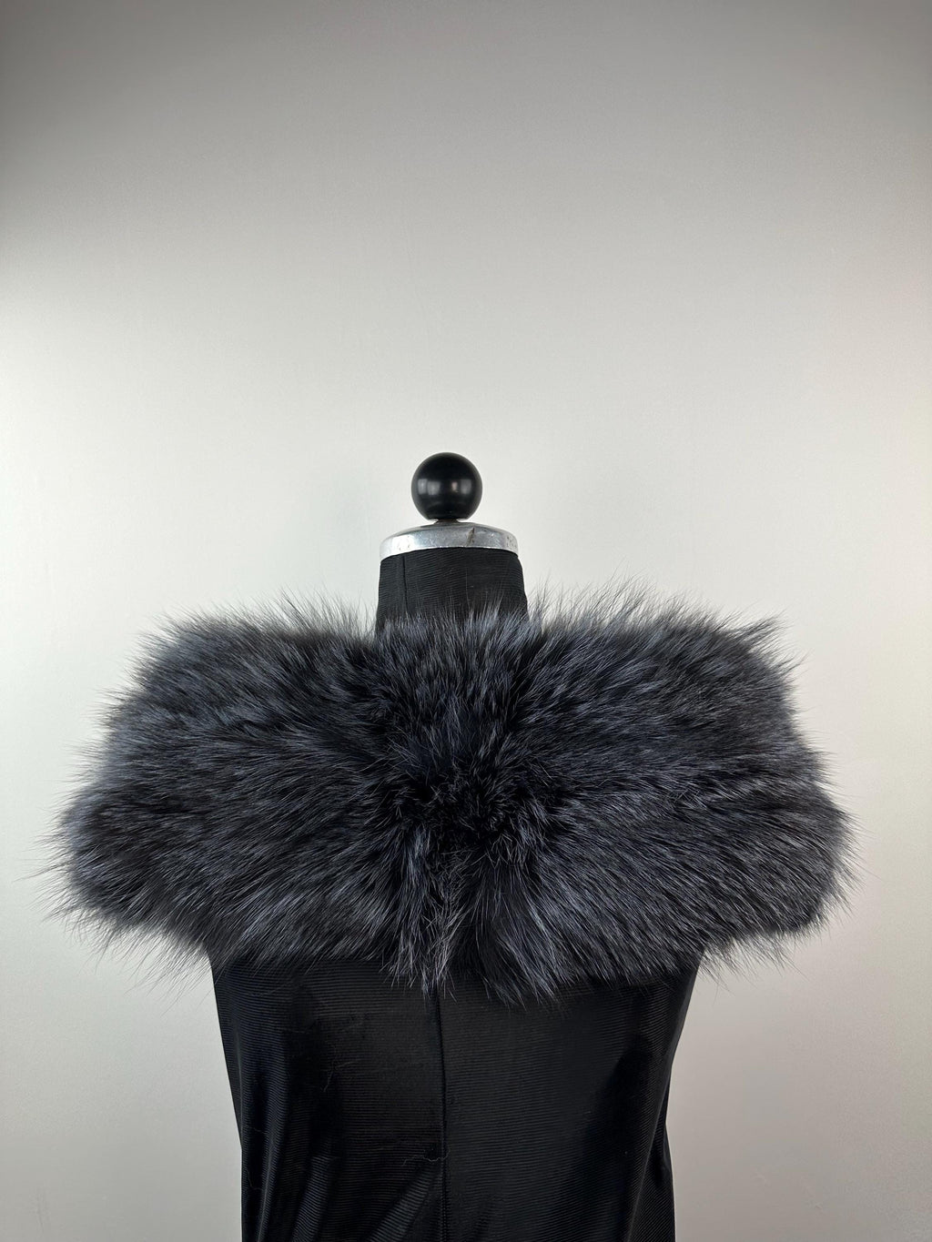 Dark Gray Fox Fur Collar – Real Fur Collar, Handmade in Greece, Luxury Neck Accessory