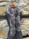 Handmade Silver Fox Fur Scarf – Real Fur, Made in Greece, Luxury Winter Scarf