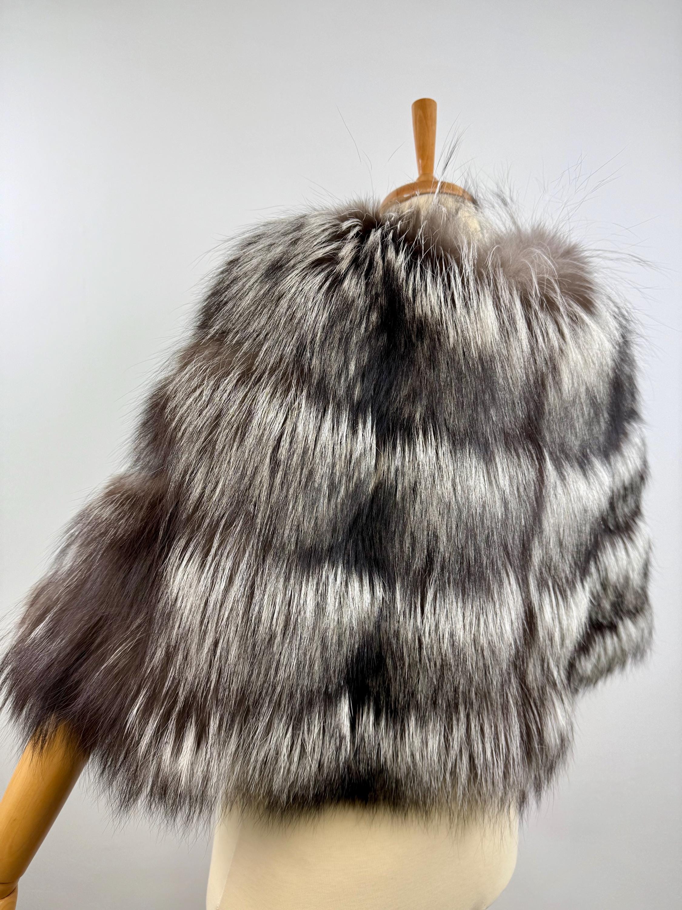Genuine Silver Fox Fur Wrap: Handmade Real Fur Stole