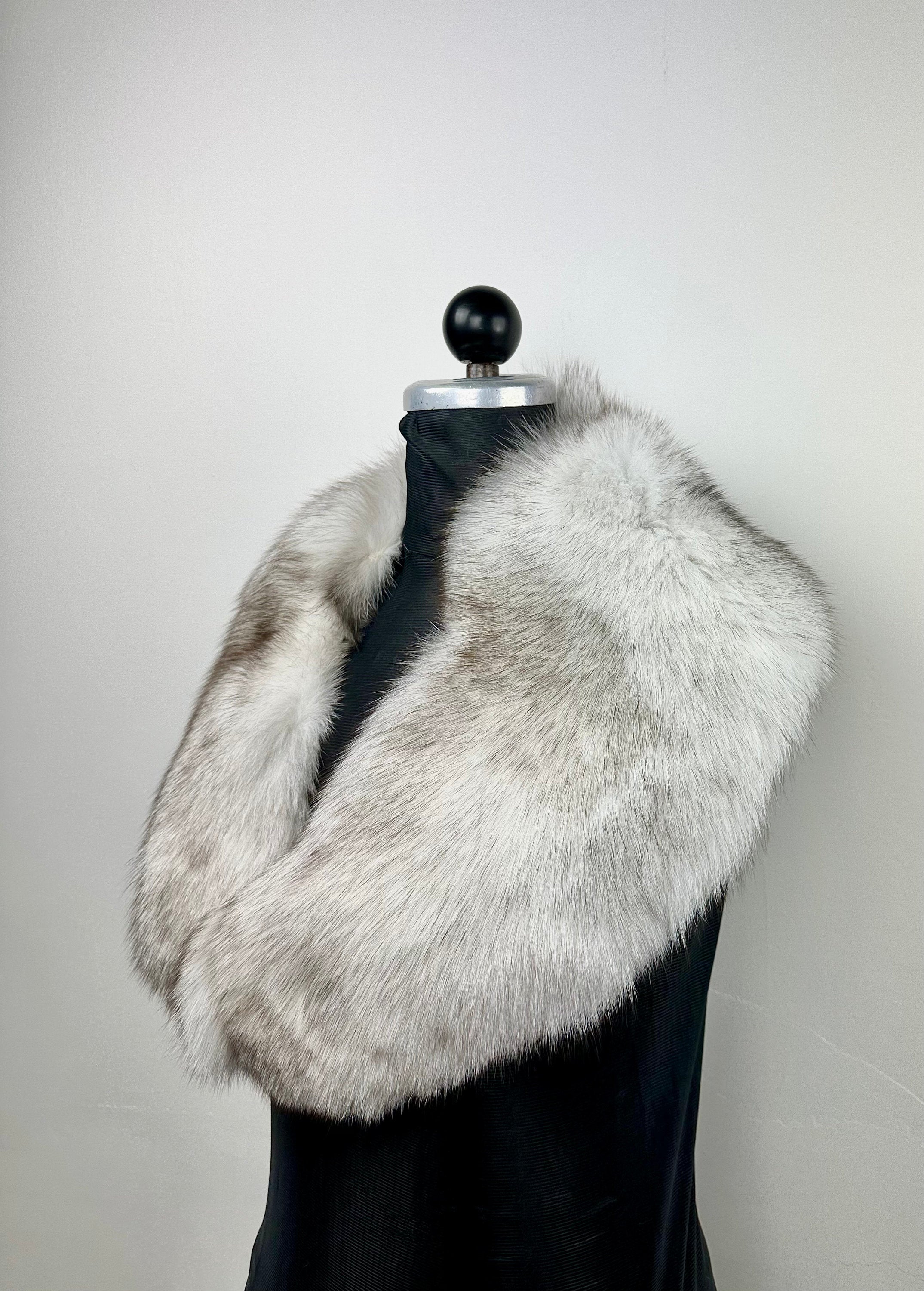 Luxury Natural Blue Fox Fur Collar – Real Fur, Handmade in Greece, Elegant Neck Accessory
