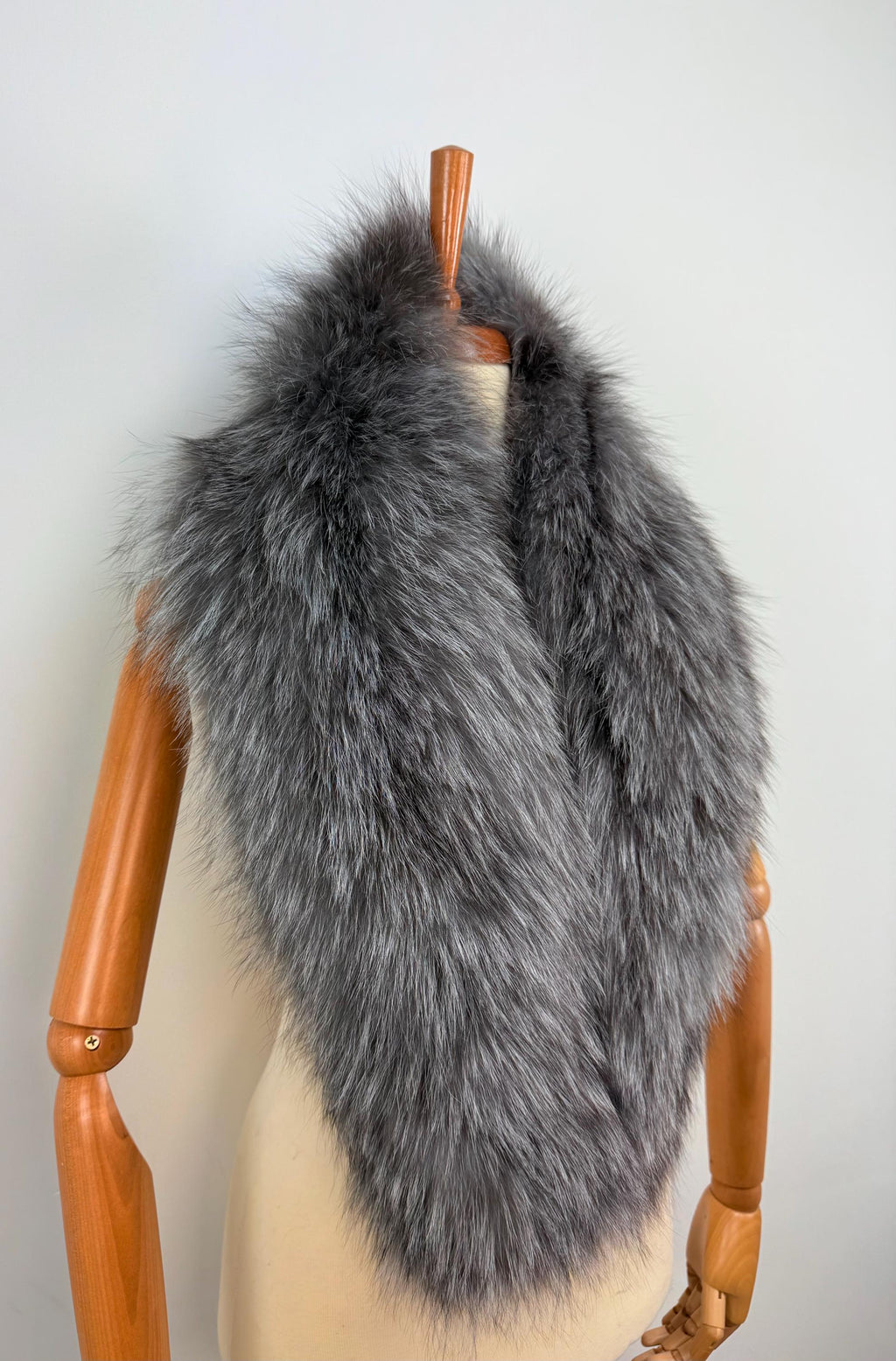 Frost Fox Fur Stole – Real Fox Fur Wrap, Extra Long Luxury Fur, Handmade in Greece
