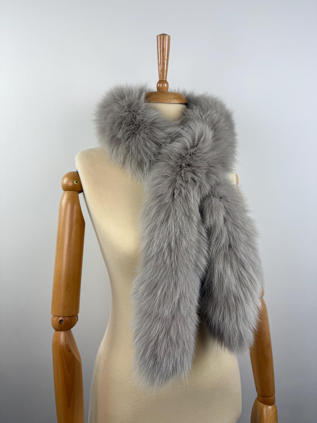 Gray Fox Fur Scarf – Real Fur Scarf, Handmade in Greece, Luxury Winter Scarf