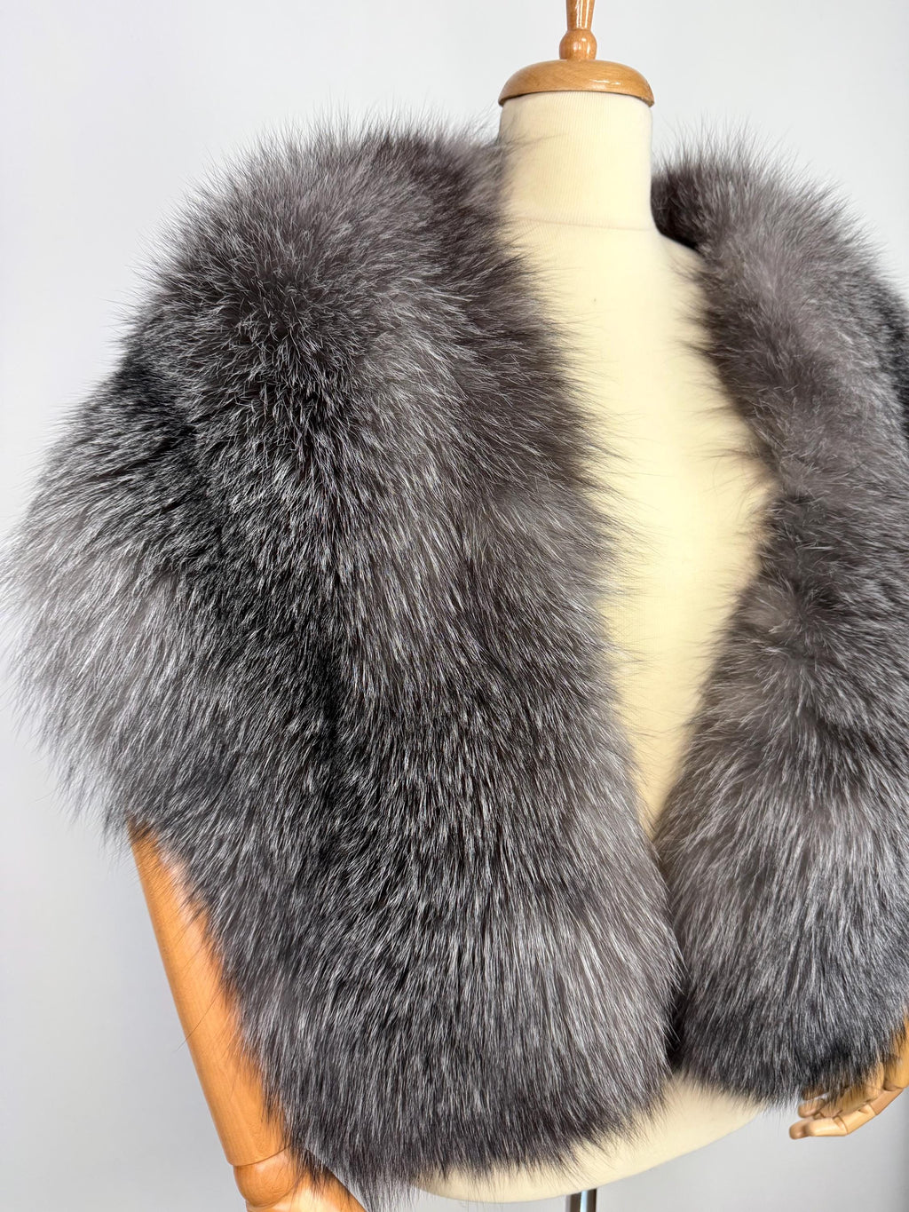 Frost Fox Fur Shawl – Real Fur Evening Wrap, Handmade in Greece
