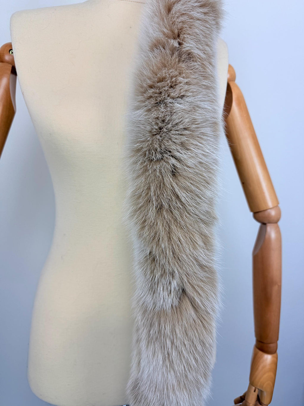 Luxury Beige Fox Fur Scarf – Real Fur, Handmade in Greece, Elegant Winter Scarf