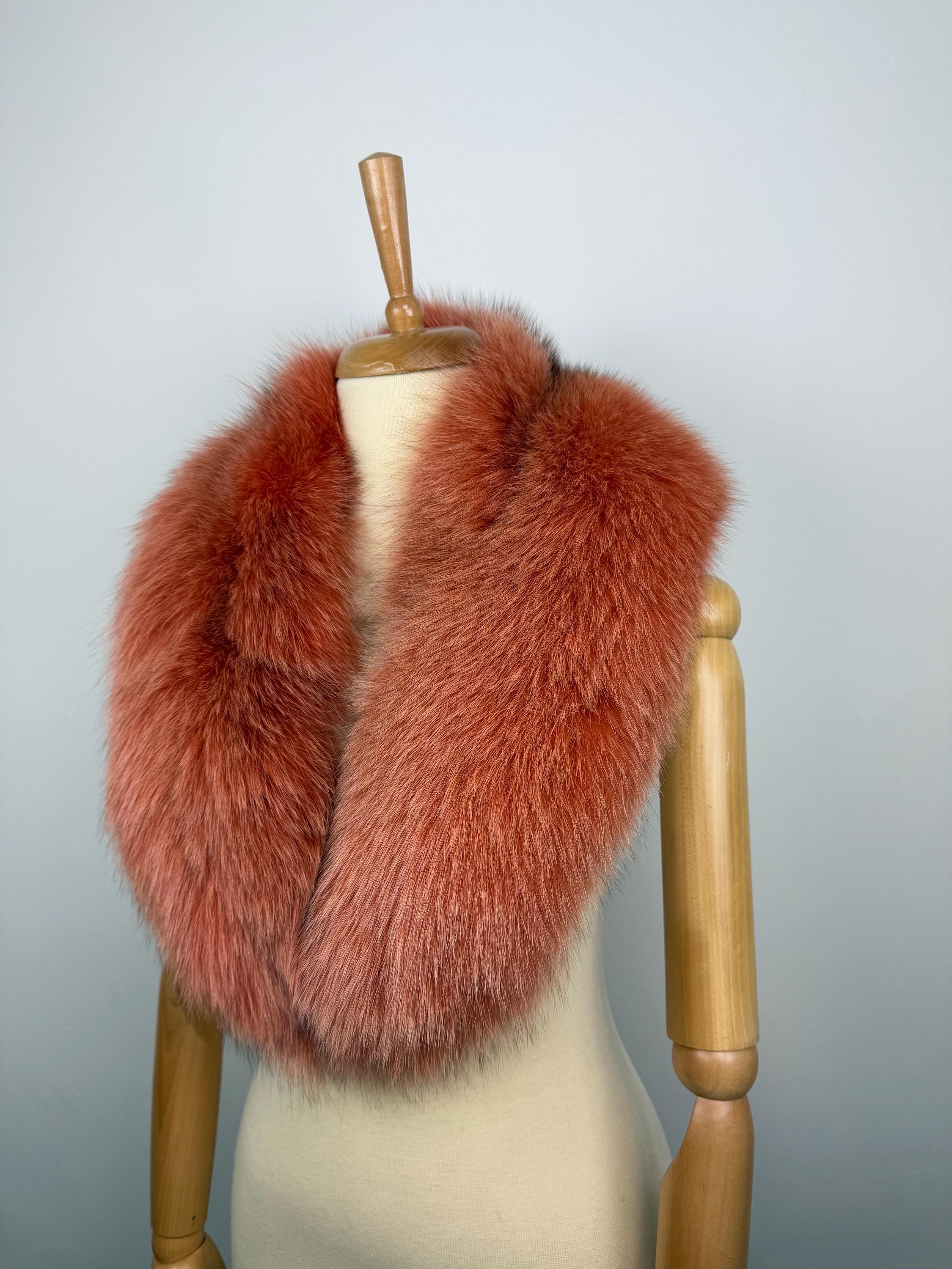 Orange Fox Fur Collar – Real Fur Collar, Handmade in Greece, Luxury Neck Accessory
